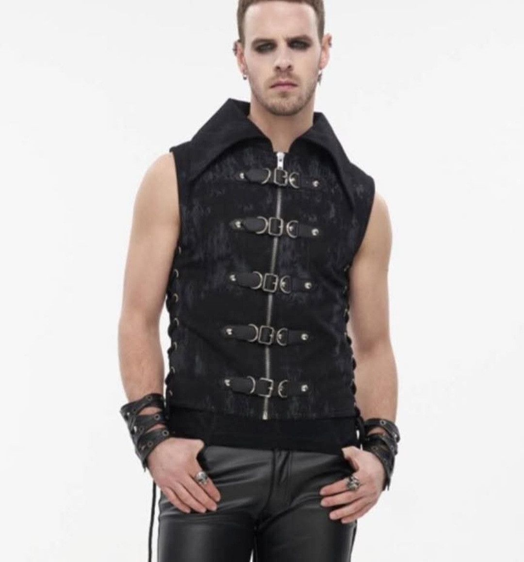Ships Jet Blue Bondage x Metal Buckle Vest Black Sleeveless Size US L / EU 52-54 / 3 - 7 Thumbnail