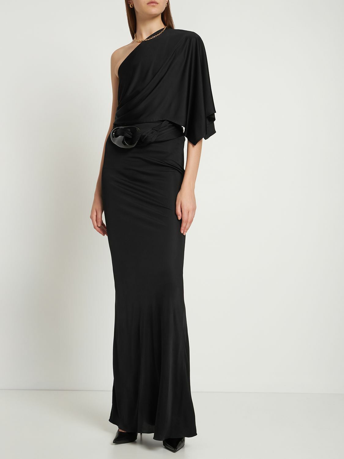 Tom Ford o1w1db10225 ABJ675 Belted One Shoulder Long Dress in Black Size M / US 6-8 / IT 42-44 - 7 Thumbnail