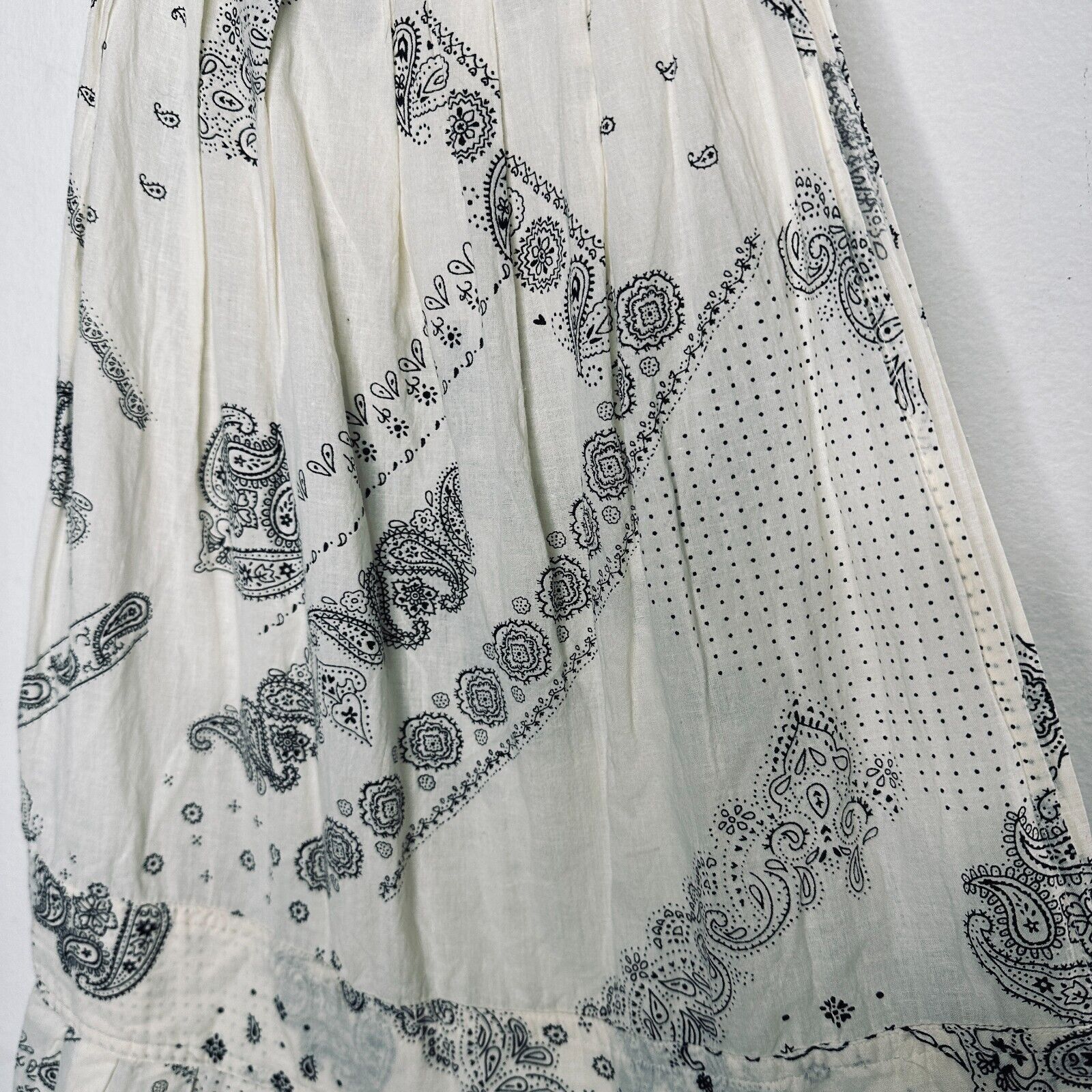 Anthropologie Anthro Cream Black Ruffle Spaghetti Strap Pleated Dress M Size M / US 6-8 / IT 42-44 - 6 Thumbnail