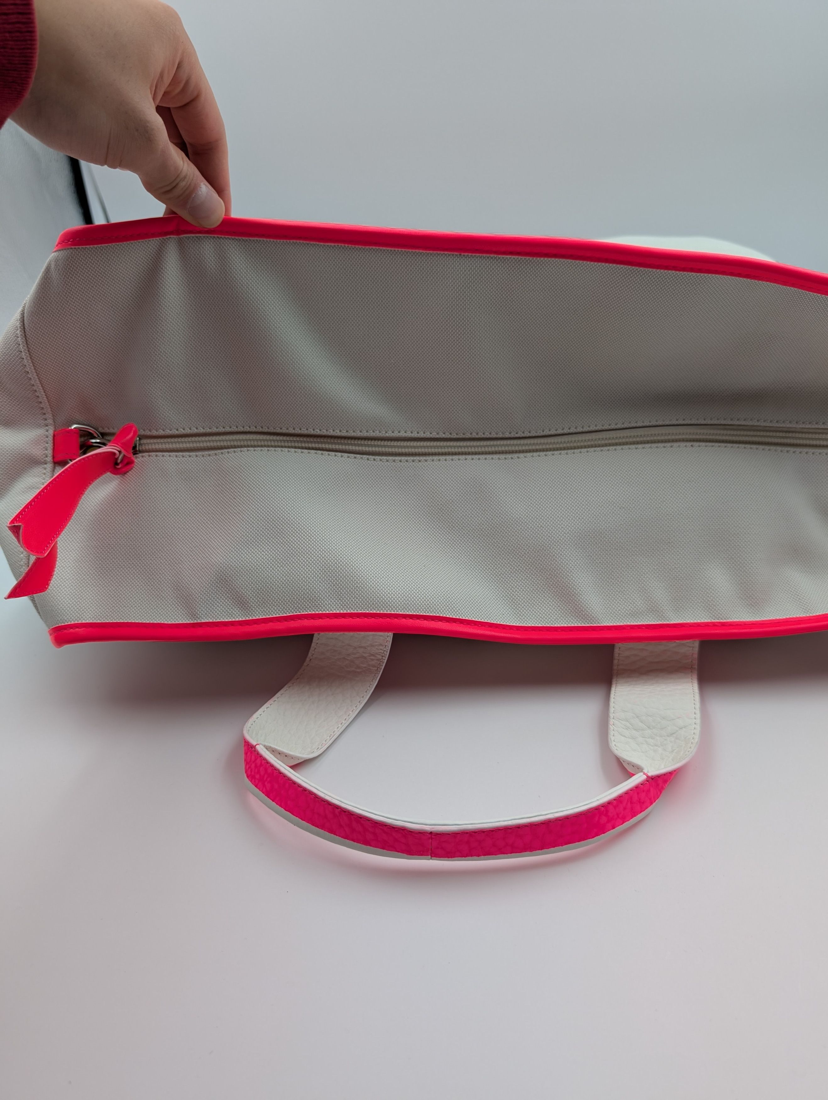 Hogan Hogan Natural And Pink Trimmed Canvas Tote Bag Size ONE SIZE - 8 Thumbnail
