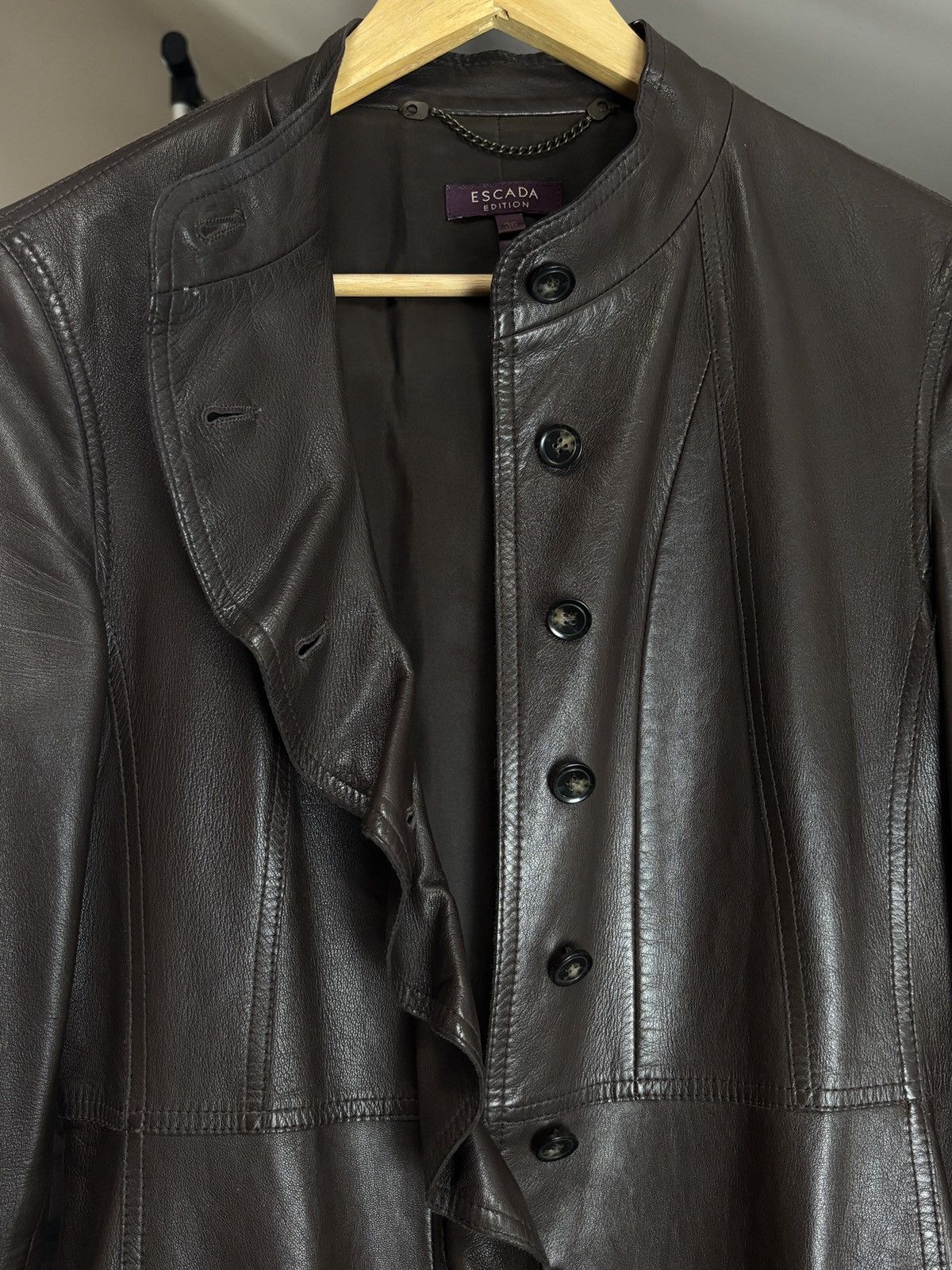 Escada Vintage Escada Luxury Brown Nappa Leather Coat Size S / US 4 / IT 40 - 6 Thumbnail