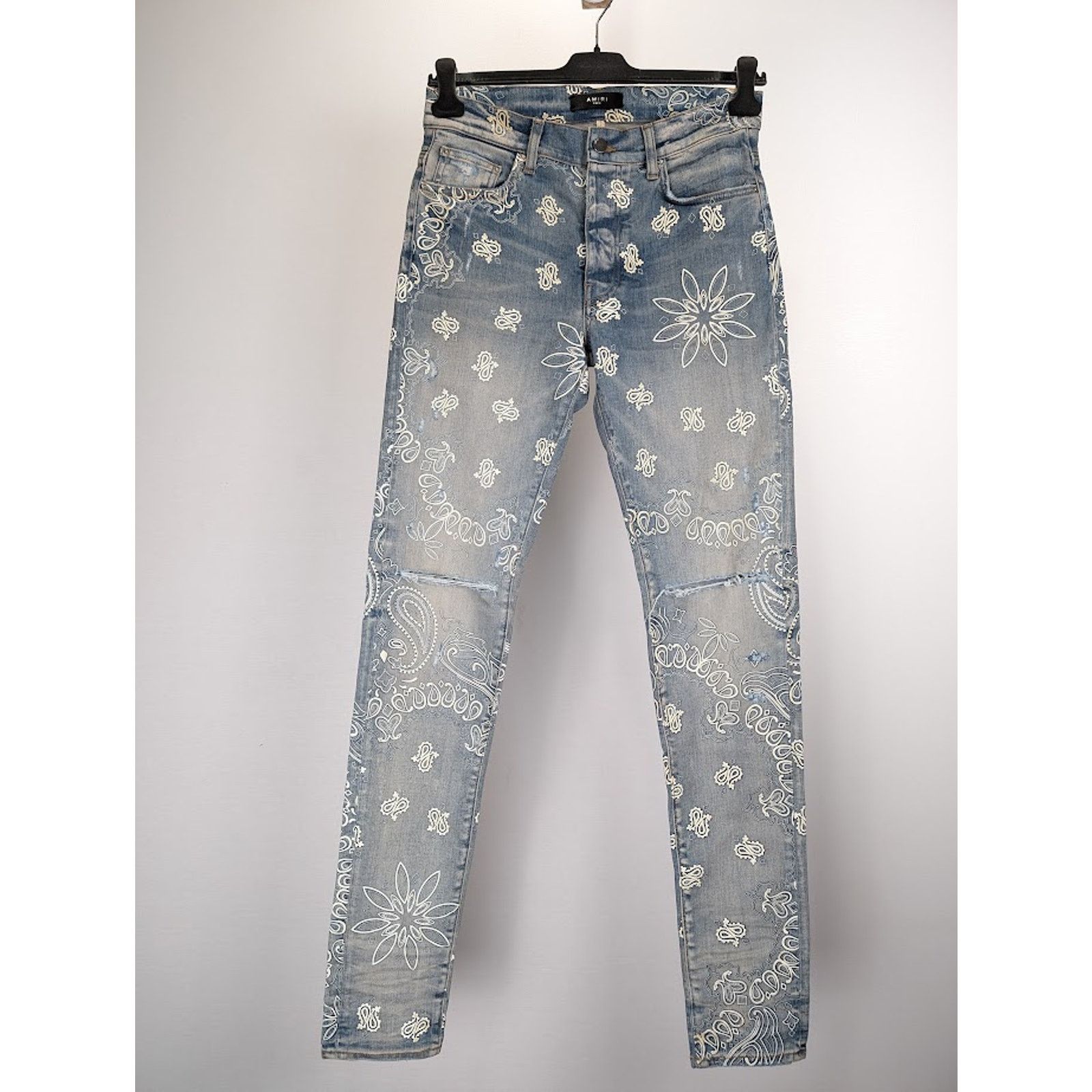 Amiri o1rshd1 Q:2 / Flocked Bandana Jeans in Clay Indigo Size US 31 - 1 Thumbnail