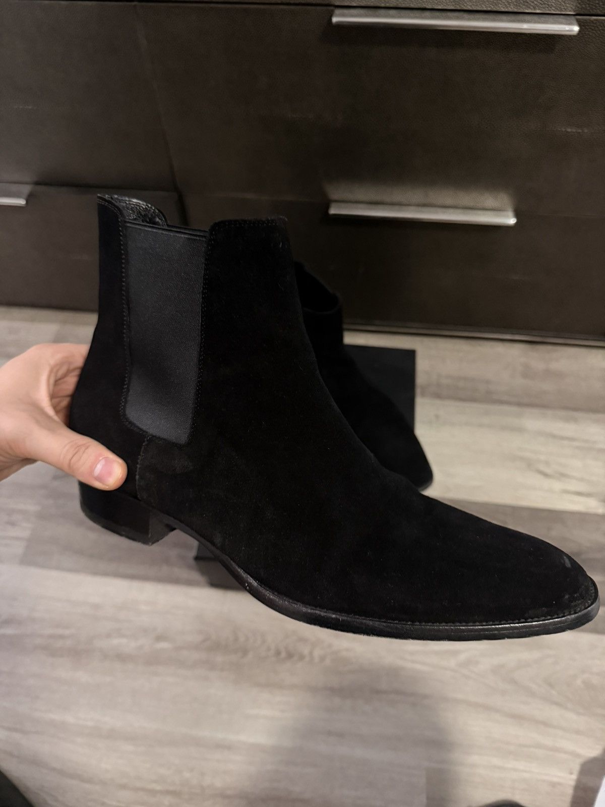 Saint Laurent Paris Saint Laurent Wyatt Black Chelsea Boots Size US 12 / EU 45 - 2 Thumbnail