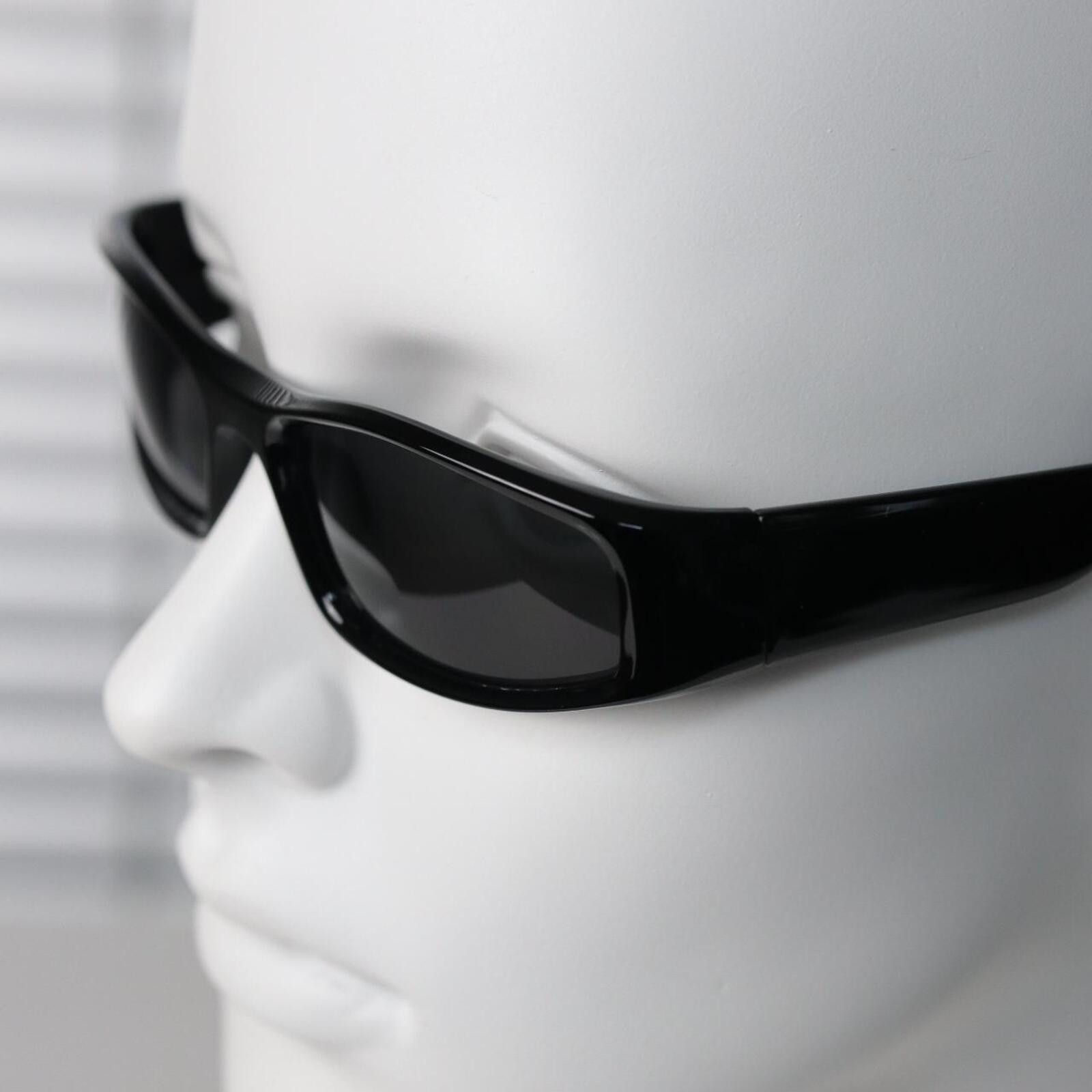 Japanese Brand Vtg Avant Garde Y2K Black Rectangle Sunglasses Unisex OS Size ONE SIZE - 4 Thumbnail