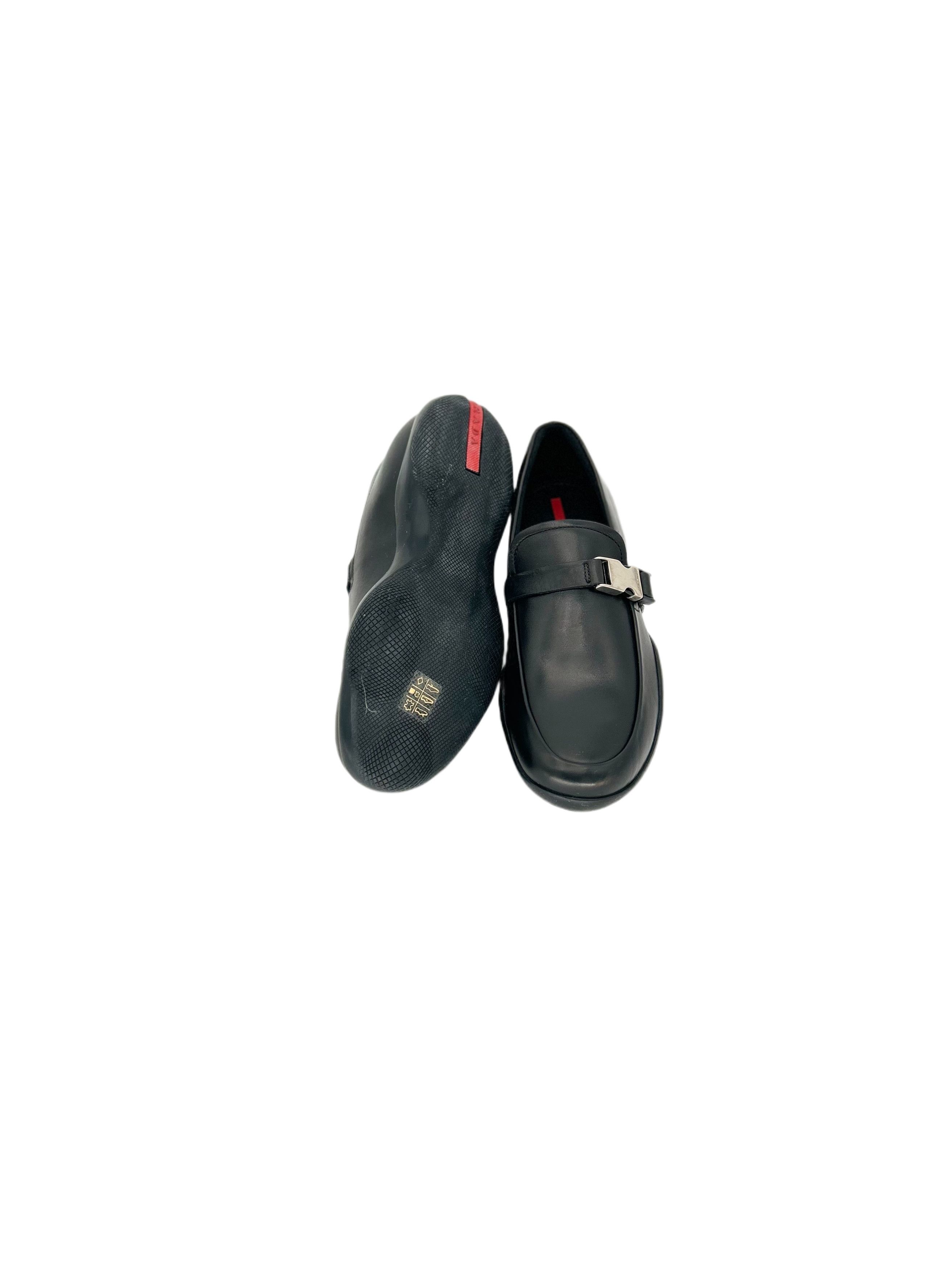 Prada Prada Linea Rossa 'Sport' Black Loafers With Metal Buckle Size US 6 / EU 39 - 5 Thumbnail