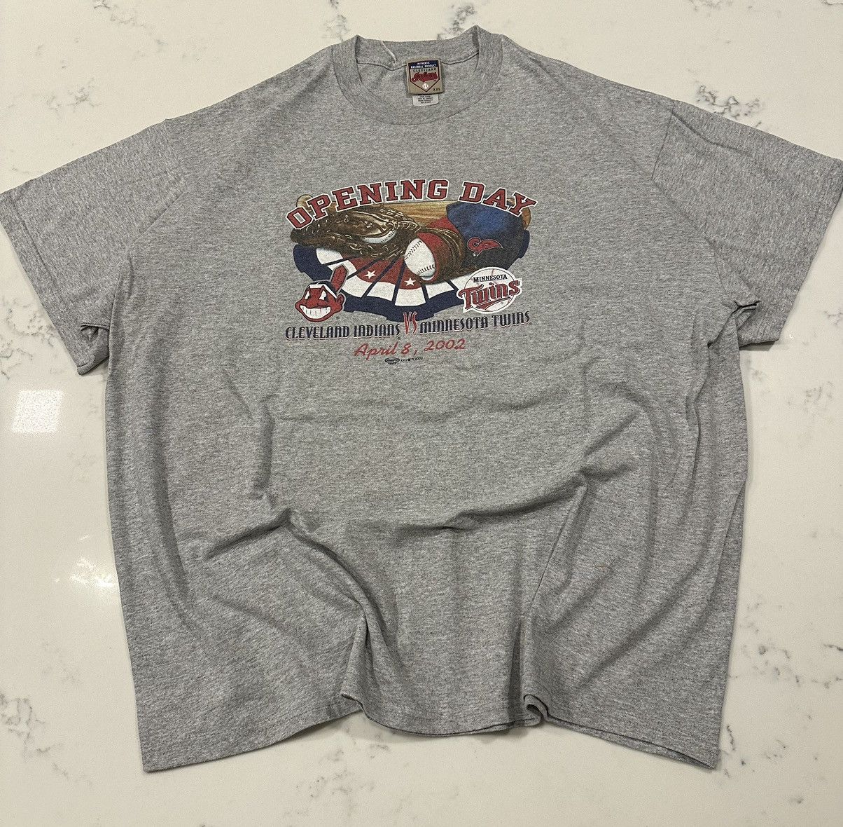 MLB × Vintage 2002 Cleveland Indians vs Minnesota Twins Opening Day Tee Size US XXL / EU 58 / 5 - 2 Thumbnail