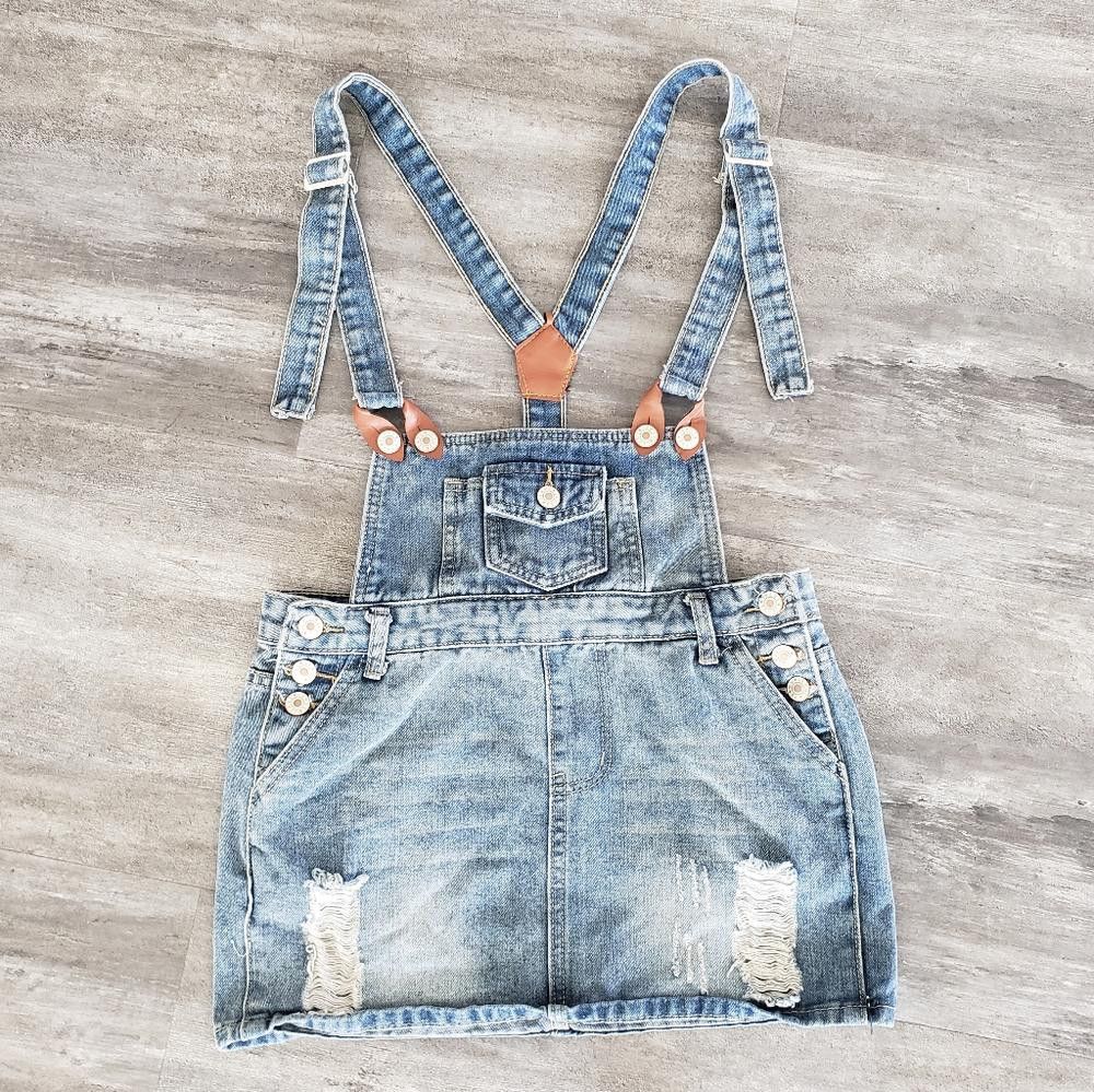 Designer Denim Distressed Vintage 86 Overall Mini Size 32" / US 10 / IT 46 - 1 Thumbnail
