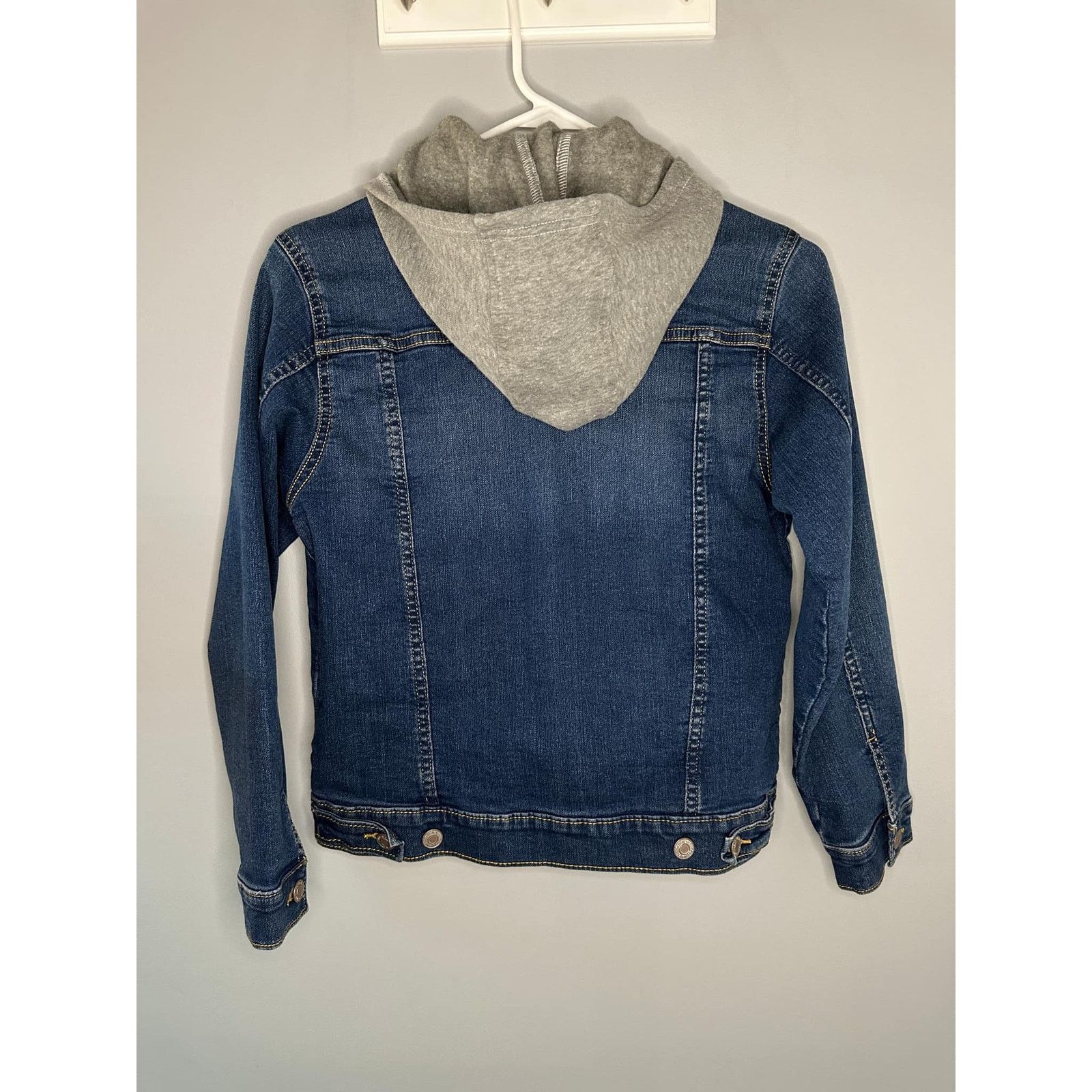 Old Navy Old Navy Long Sleeve Hooded Jean Trucker Jacket Blue L/10-12 Size L / US 10 / IT 46 - 2 Thumbnail
