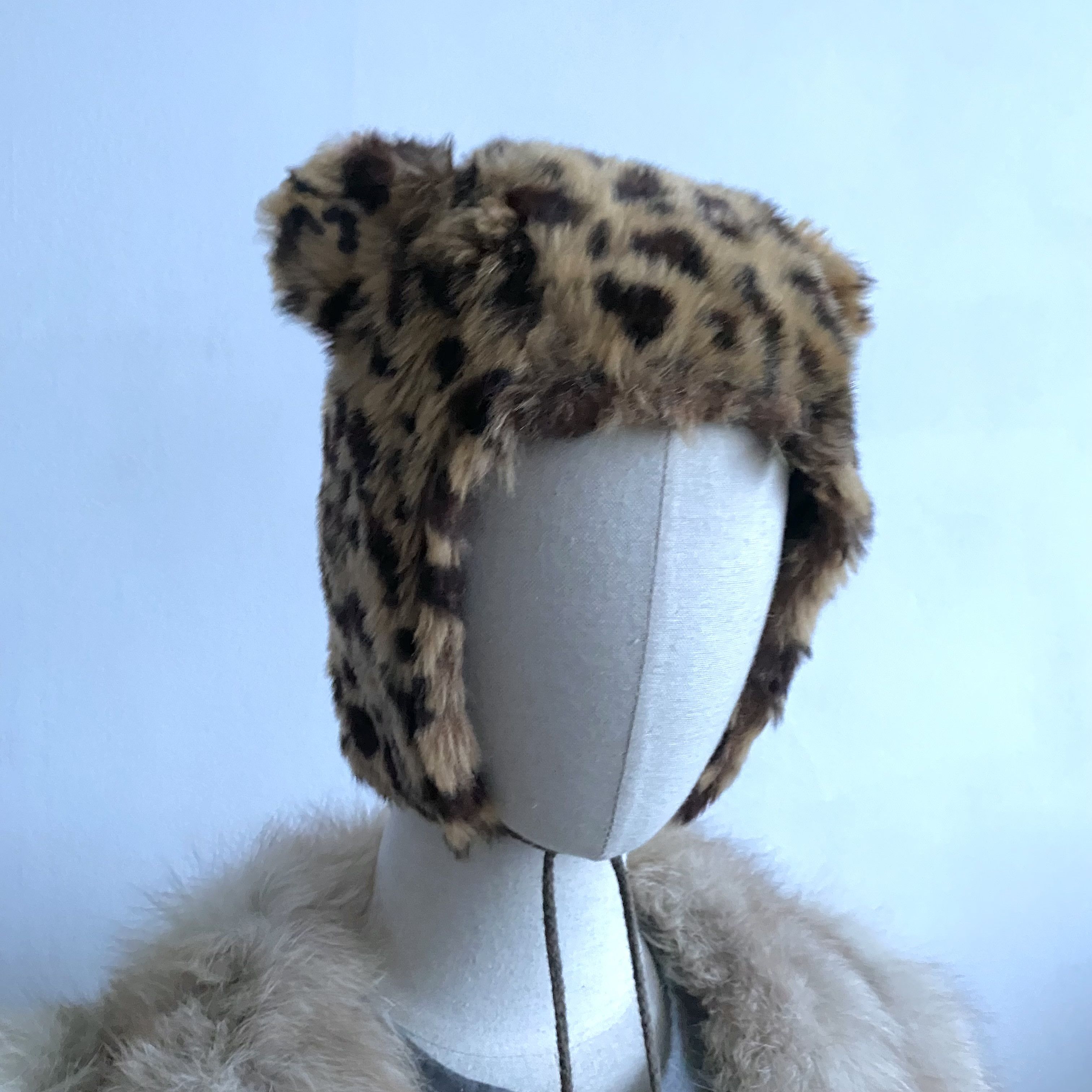 If Six Was Nine Vintage 2000s Y2K Leopard Faux Fur Hat Ushanka Size ONE SIZE - 2 Thumbnail