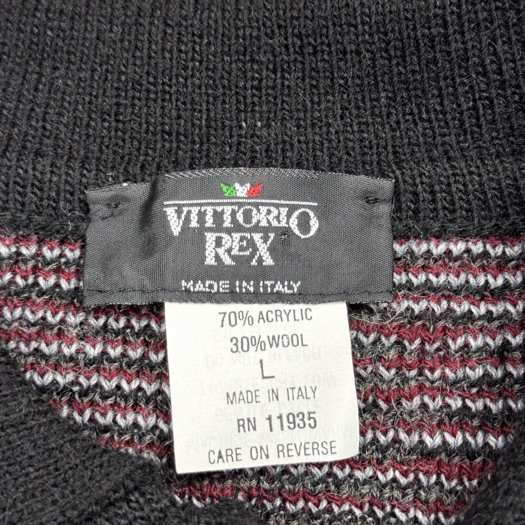 Vintage VINTAGE Vittorio Rex Men's Sweater Pullover 2-Button Polo Collar Argyle Wool Blend Italy Large Size US L / EU 52-54 / 3 - 3 Thumbnail