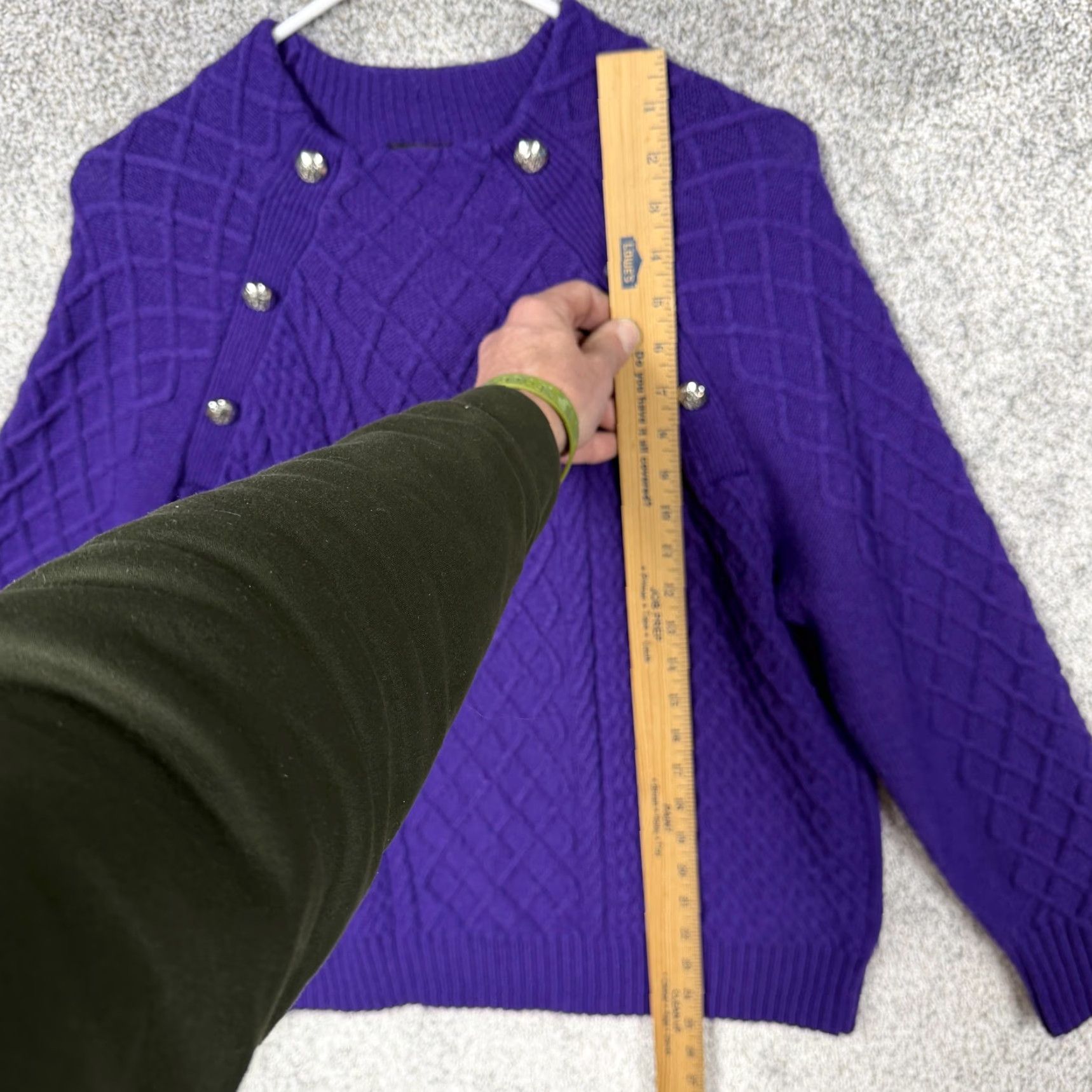 Talbots Talbots Sweater Womens LP Petite Purple Cable-Knit Crew Neck Casual Preppy Layering Size L / US 10 / IT 46 - 2 Thumbnail