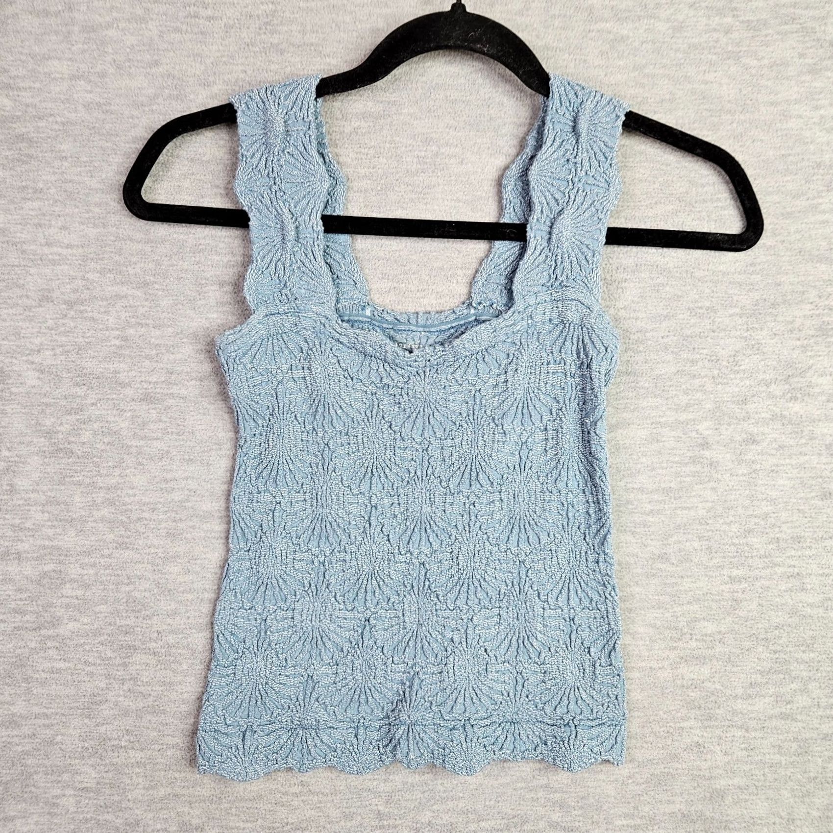 Free People Free People Tank Top Shirt Womens XS/S Blue Textured Stretch Sleeveless Modal Nylon Spandex Tank Size XS / US 0-2 / IT 36-38 - 2 Thumbnail