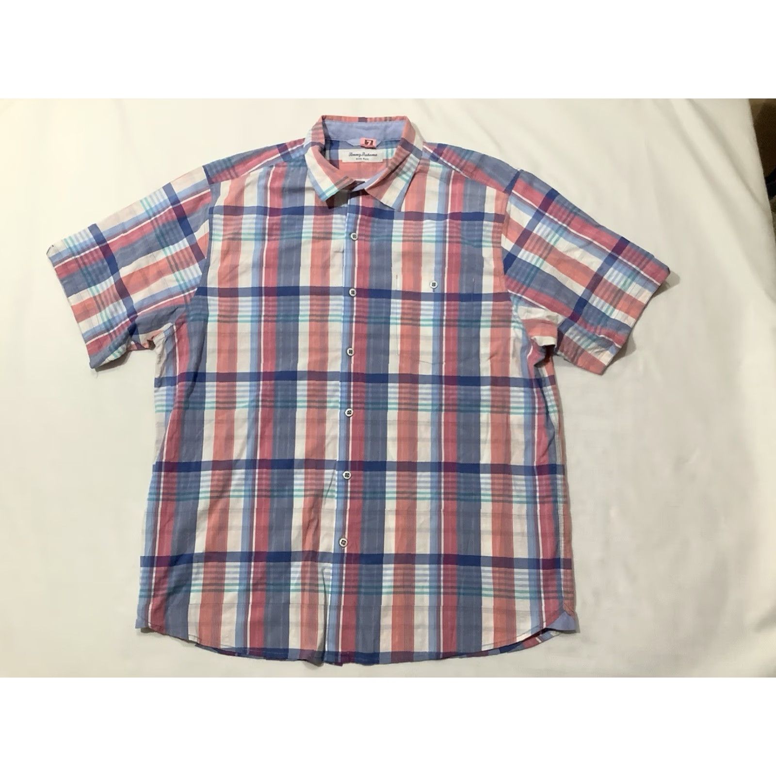 Tommy Bahama Tommy Bahama Nova Wave Shirt Large Pink Blue Short Sleeve Button Up Size US L / EU 52-54 / 3 - 2 Thumbnail