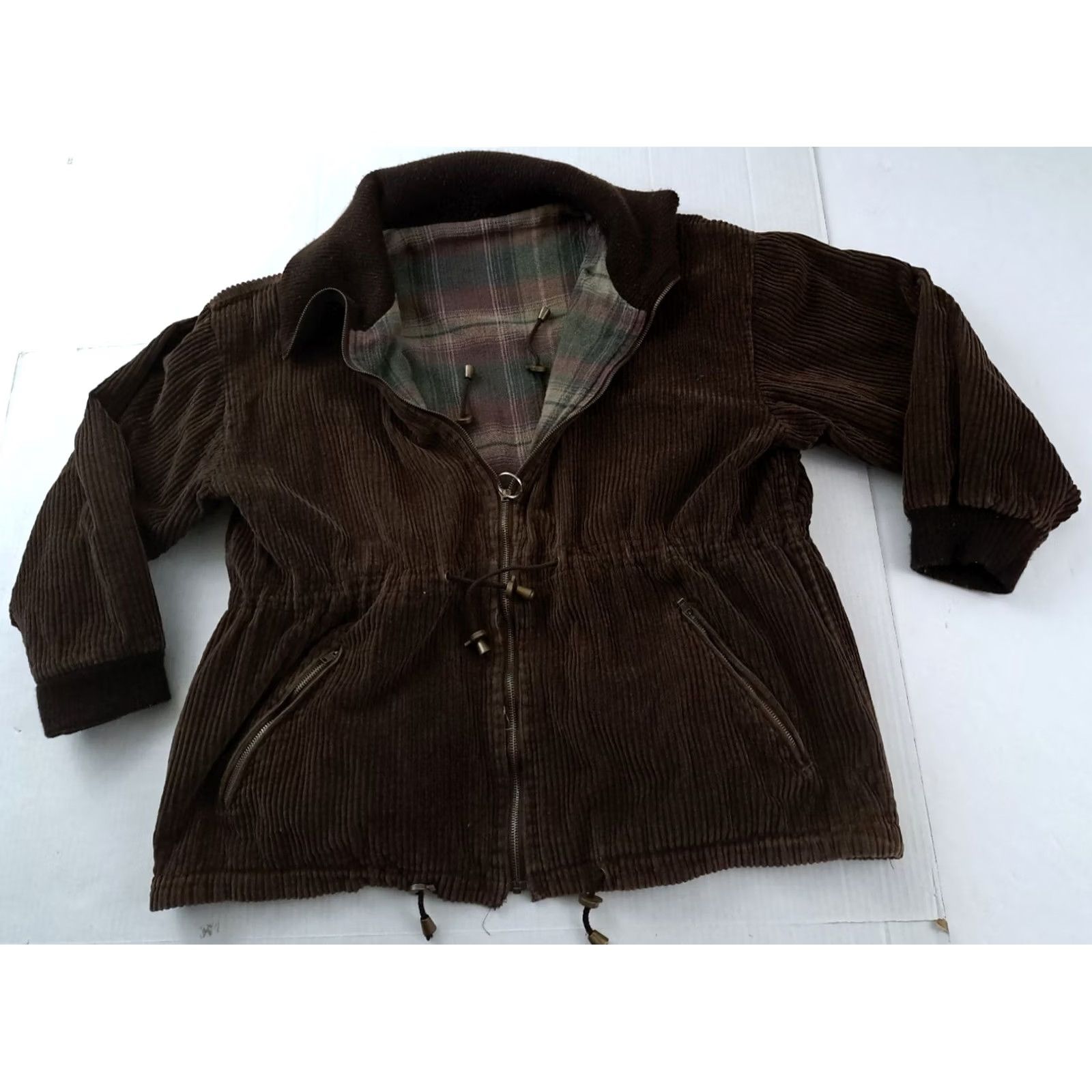 Vintage VINTAGE Corduroy Plaid Lined Brown Full Zip Jacket 2XL Parka Jacket Brown Corduroy Full Zip Unisex Adults Men Women Winter Fall 1980s Size US XXL / EU 58 / 5 - 3 Thumbnail