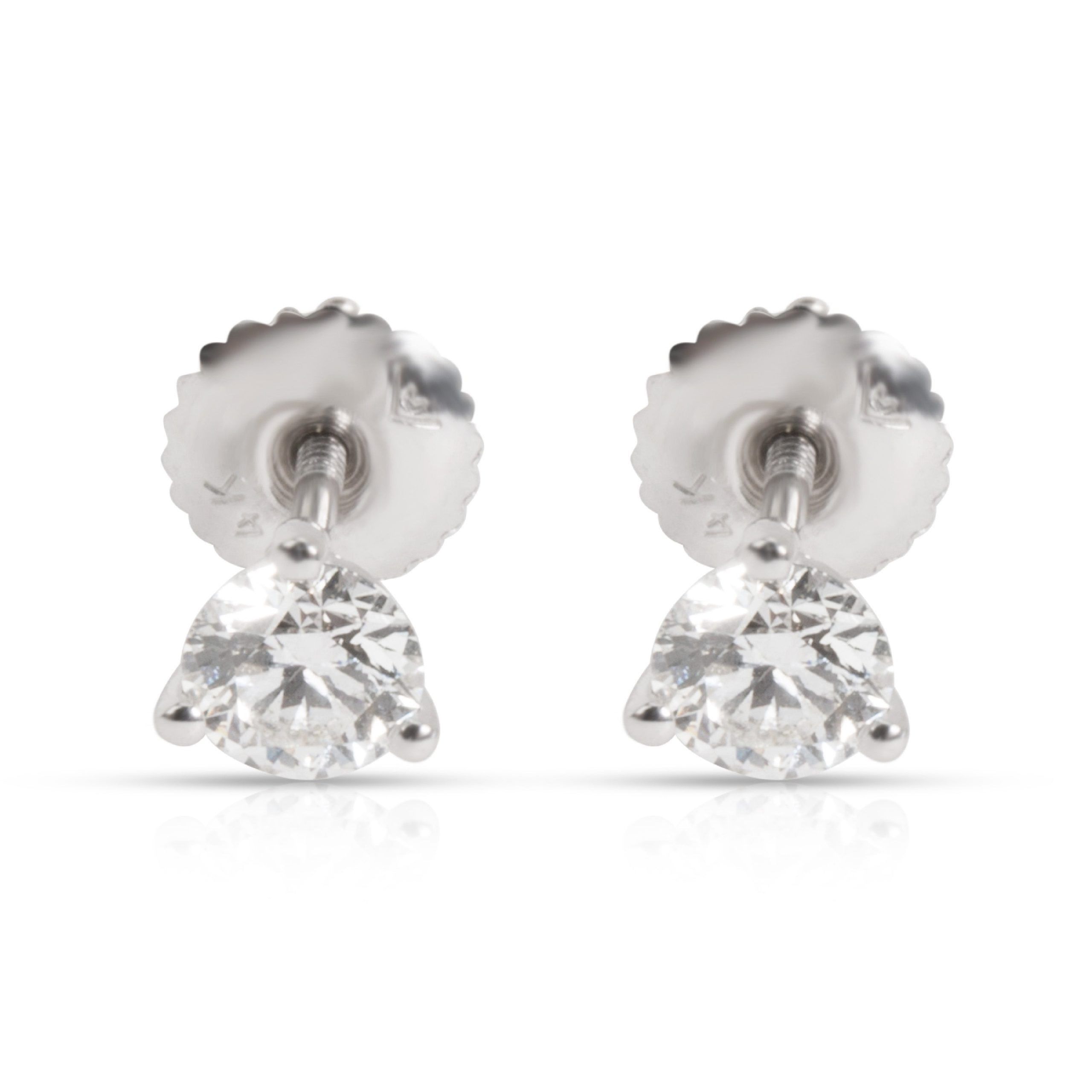 image of Gia Certified Martini Set Diamond Stud Earrings In 14K White Gold F Vs2 0.64 Ctw, Women's