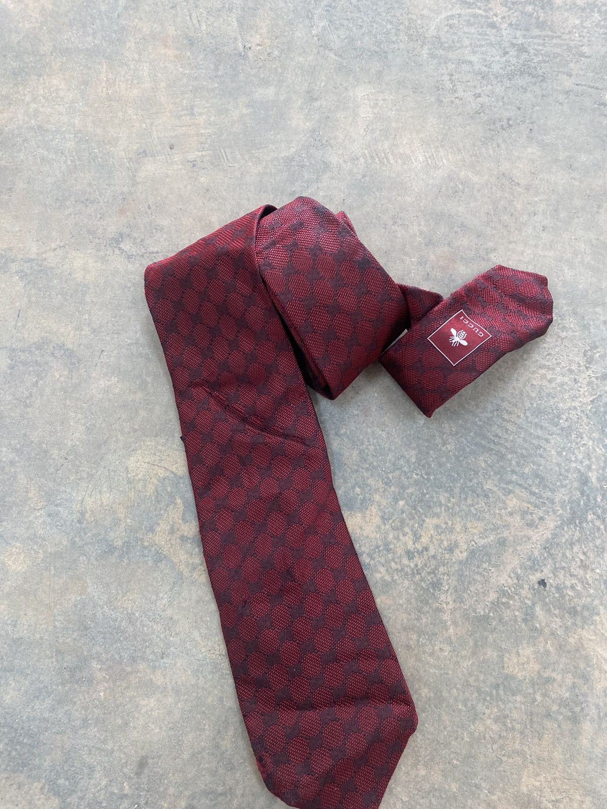 Designer × Gucci GUCCI MONOGRAM NECKTIE MAROON RARE Size ONE SIZE - 2 Thumbnail