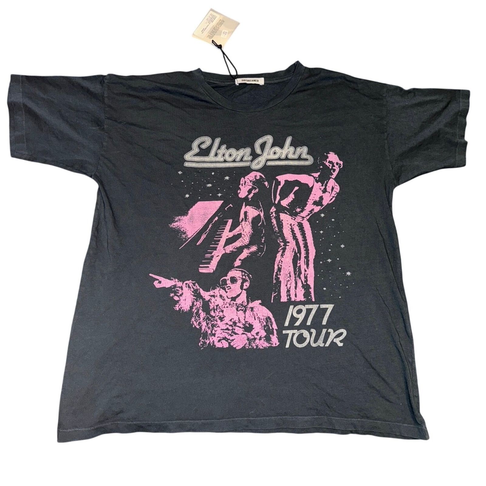 Daydreamer DAYDREAMER Elton John 1977 Merch Tee in Vintage Black Size L Size L / US 10 / IT 46 - 8 Thumbnail