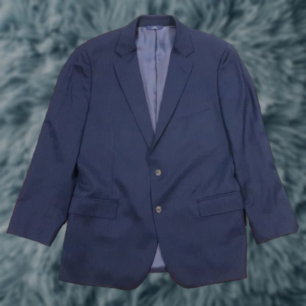 Brooks Brothers Brooks Brothers Blazer Mens 44R Wool 346 Navy Blue Pinstripe Tweed Notch Lapel Double-Vented 2-Piece 2-Button Front Jacket Size 44 Regular EUC Size 44R - 1 Thumbnail