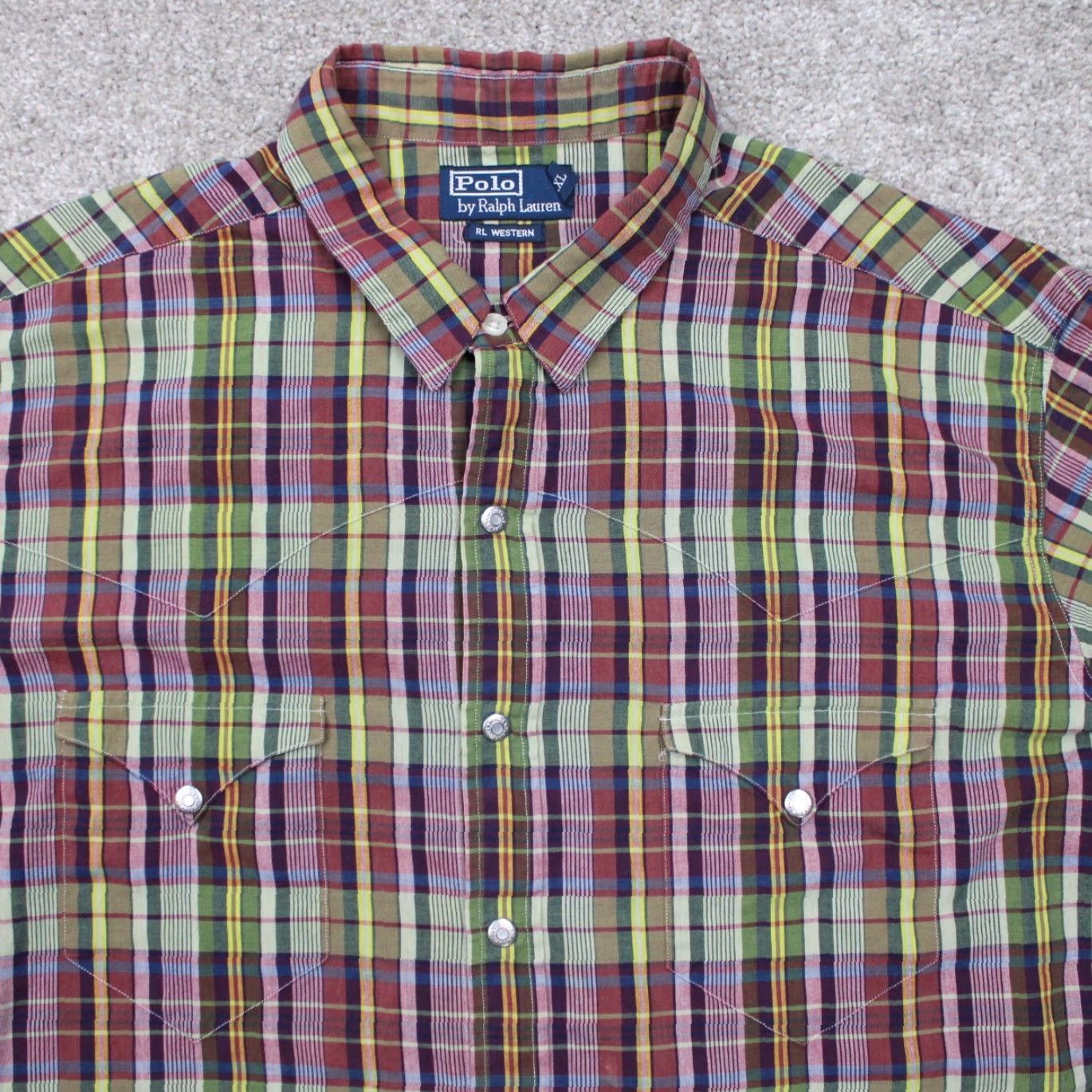 Polo Ralph Lauren Polo Ralph Lauren Western Shirt Men 2XL Red Green Plaid Button-Up Long Sleeve Snap Front Collar Classic Fit Vintage: No Size US XXL / EU 58 / 5 - 7 Thumbnail
