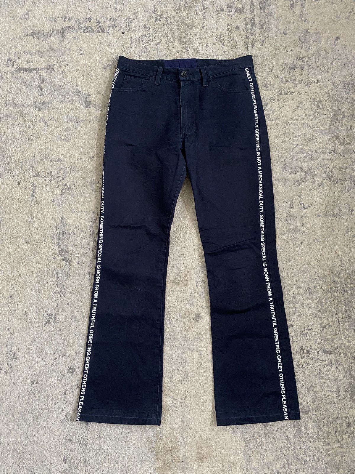 Junya Watanabe SS02 Poem Bootcut Pant "Greet Others Pleasantly" Size US 32 / EU 48 - 1 Thumbnail