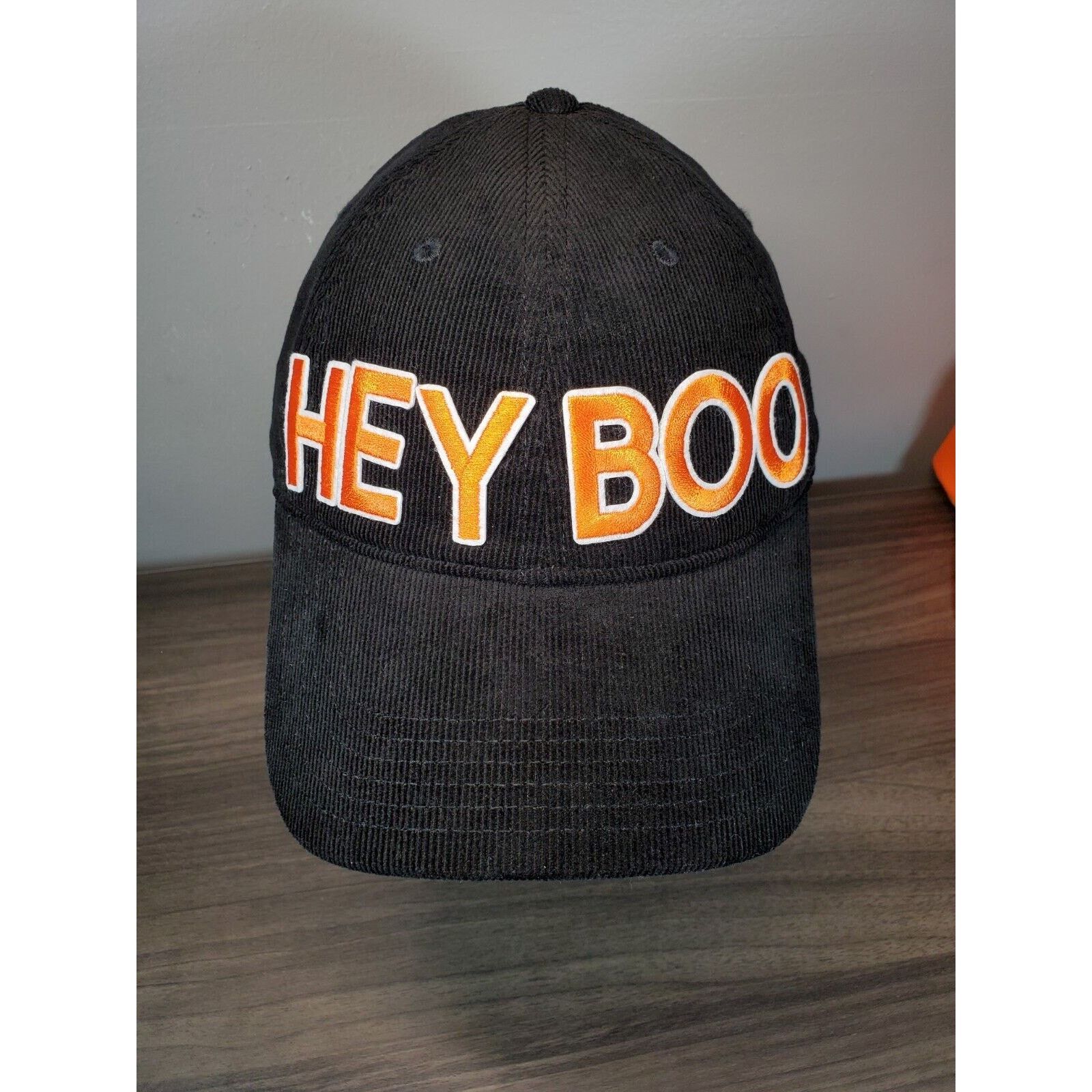 Otto HEY BOO Hat Black Corduroy Adjustable Baseball Cap OTTO Size ONE SIZE - 2 Thumbnail