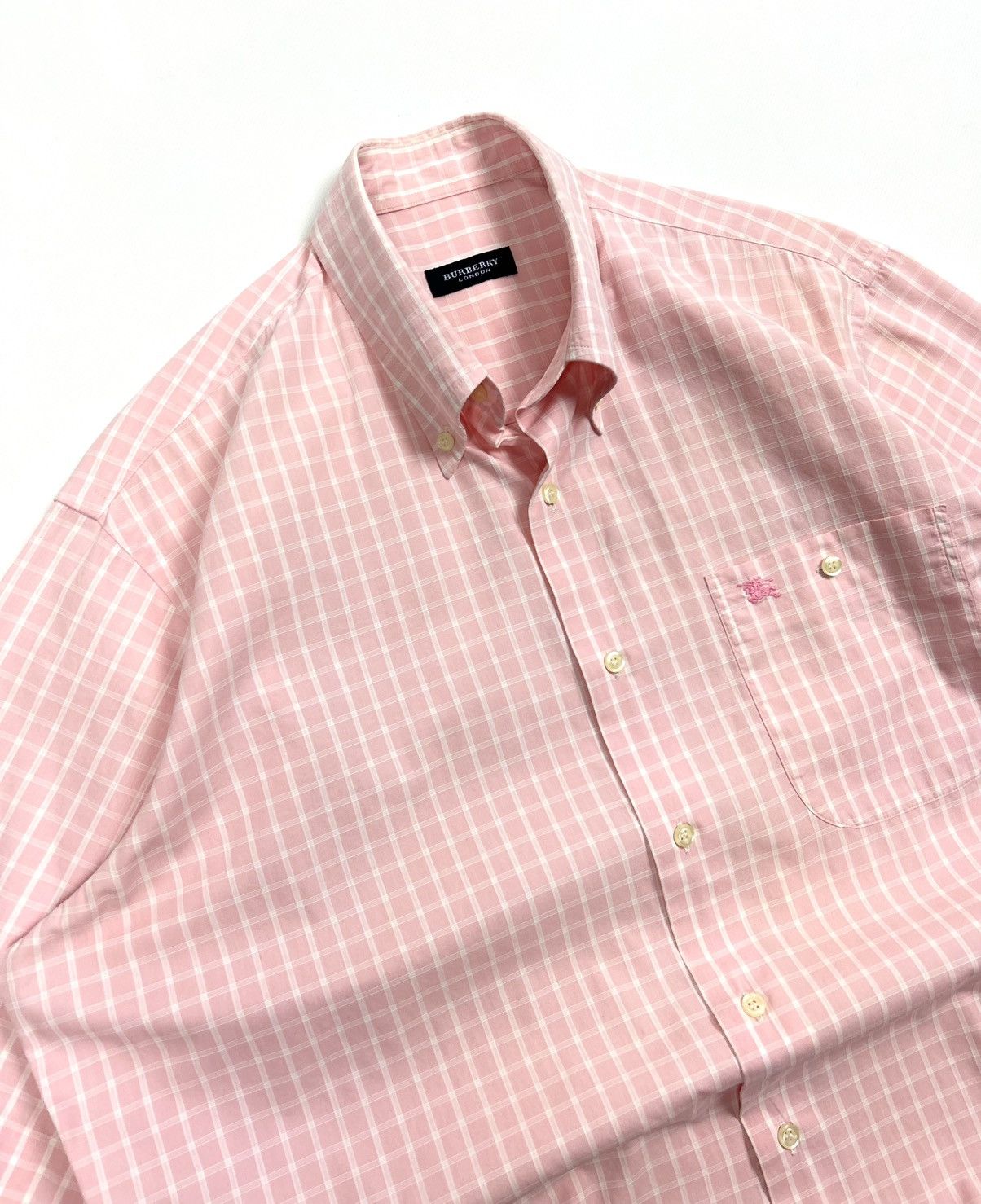 Burberry Vintage Burberry Pink Check Short Sleeve Button-Up Shirt M Size US M / EU 48-50 / 2 - 11 Thumbnail