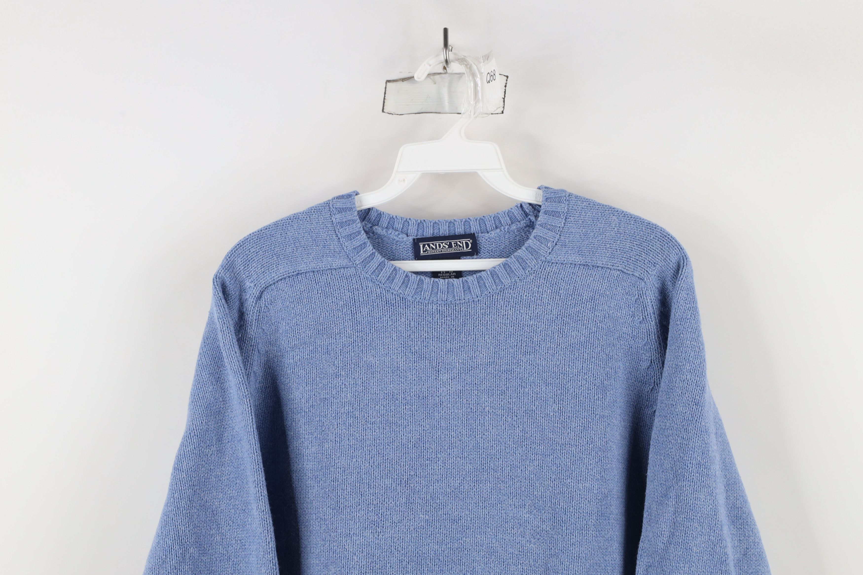 Lands' End × Vintage Vintage 90s Lands End Blank Cotton Knit Sweater Blue Japan Size L / US 10 / IT 46 - 2 Thumbnail
