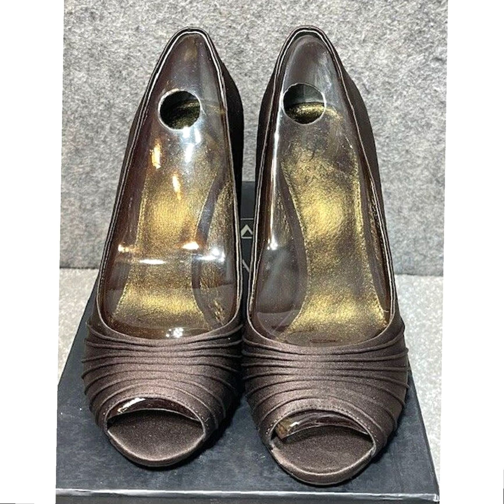 Adrianna Papell Adrianna Papell Heels Pump Stiletto 6M Lux Satin Leather Open Toe Peep Toe Women Formal Wedding Party Vintage No Size US 6 / IT 36 - 3 Thumbnail