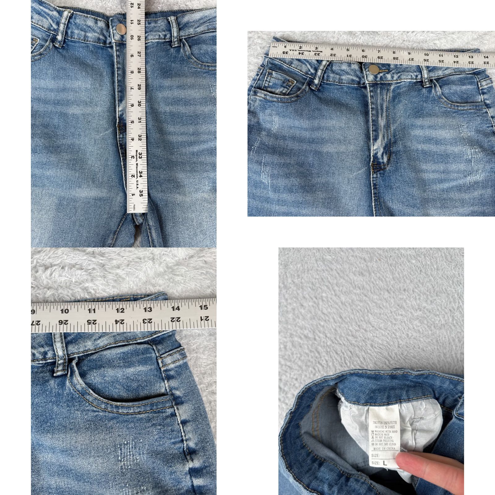 Vintage Jean Women 27 Blue Denim Flared High Rise Distressed Jeans 27x30 White? Size 27" / US 4 / IT 40 - 8 Thumbnail