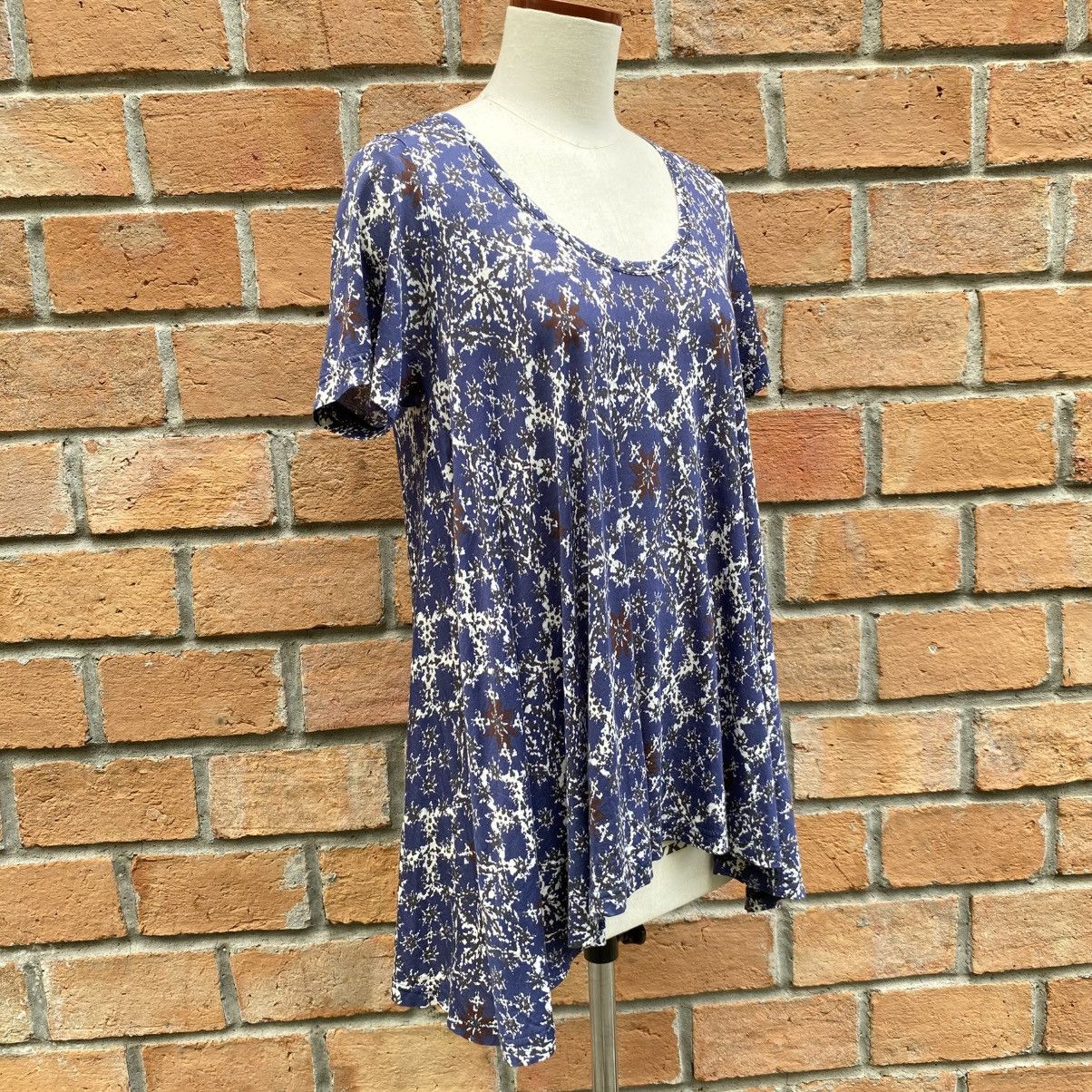 Zucca Zucca Blue Short Sleeve Printed Flare Tunic Top Size M / US 6-8 / IT 42-44 - 9 Thumbnail