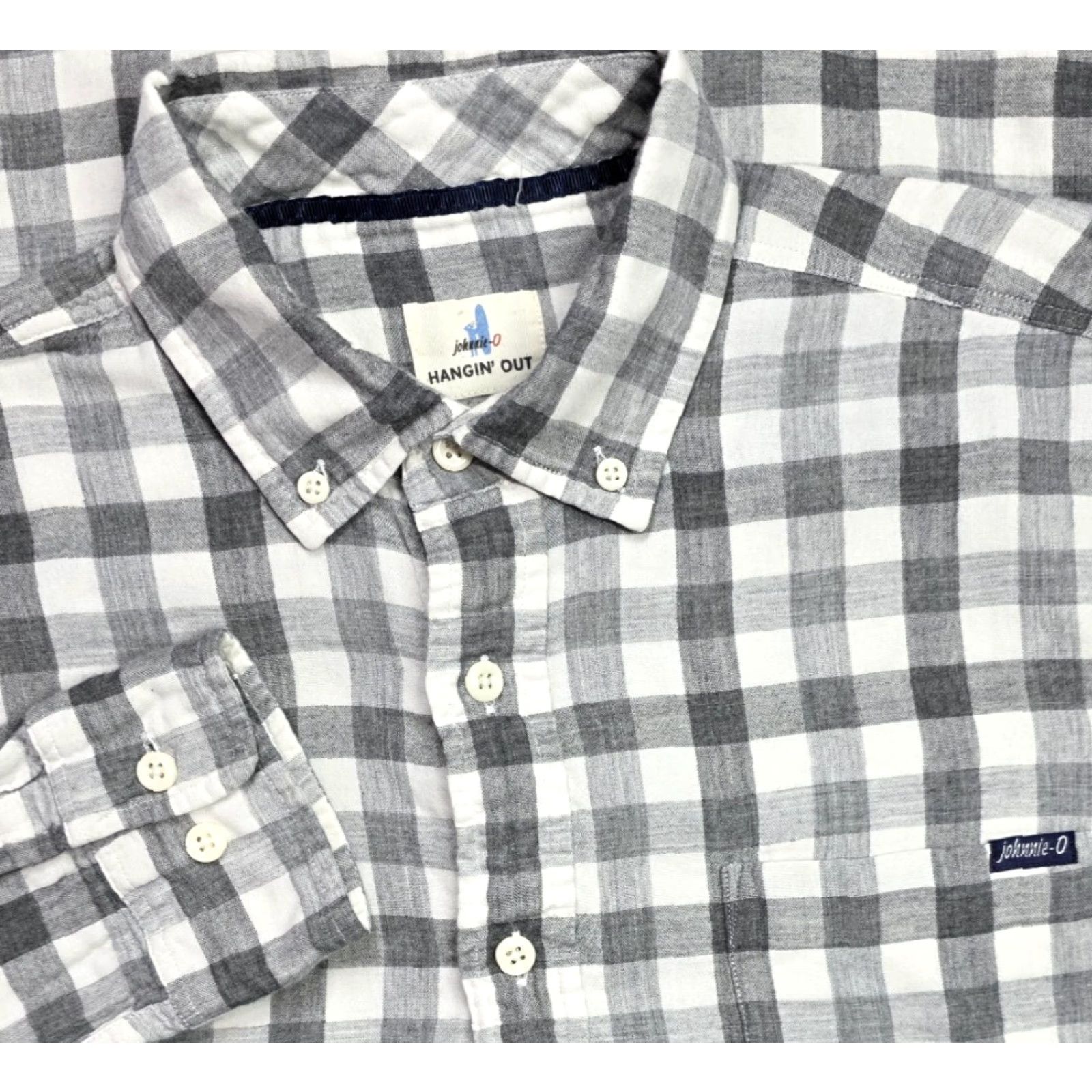 johnnie-O johnnie-O Hangin Out Shirt Button-Up Gray Check Long Sleeve M Mens Shirts Size US M / EU 48-50 / 2 - 2 Thumbnail
