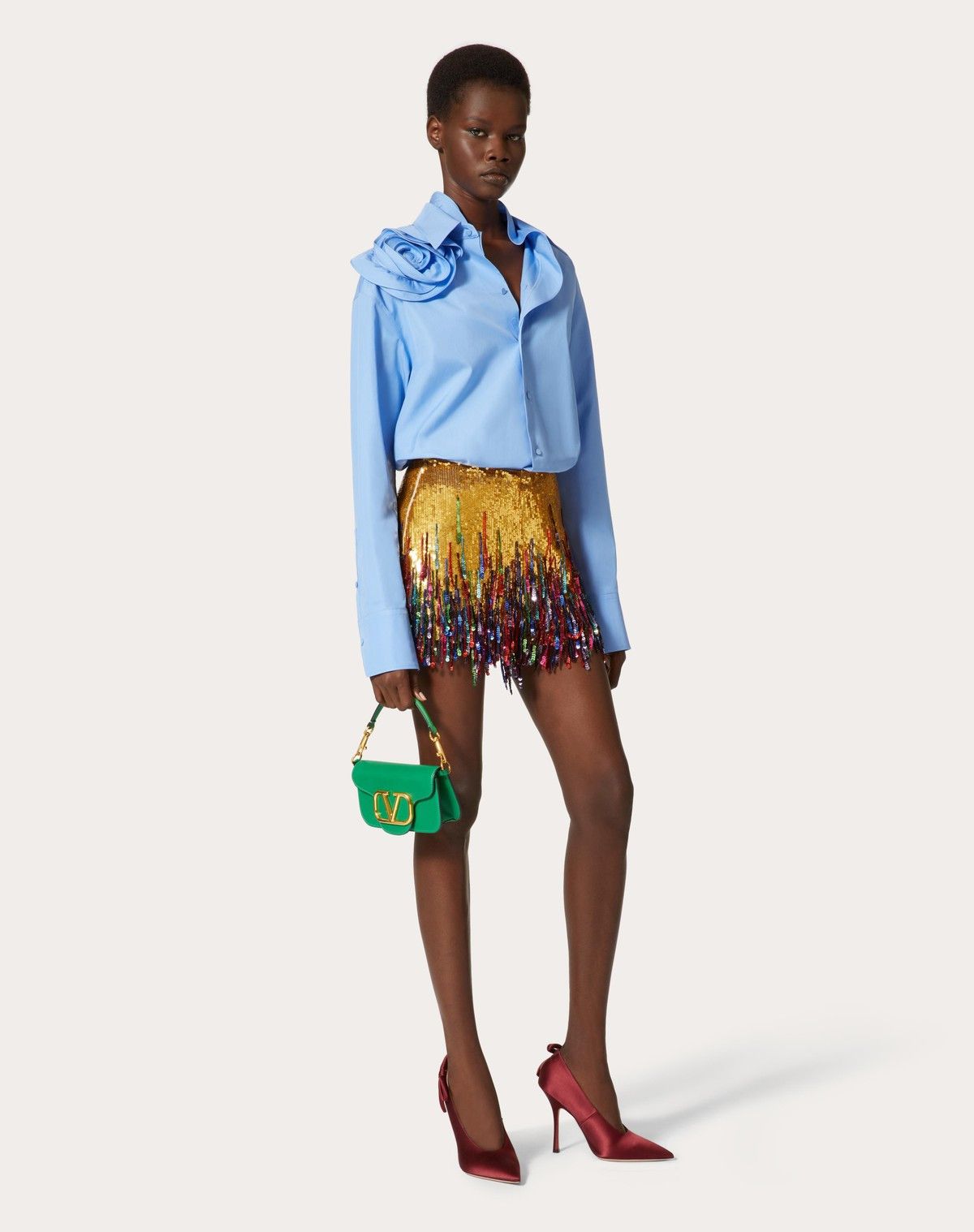 Valentino o1s1wg110525 Embroidered Organza Shorts in Multicolor Size 30" / US 8 / IT 44 - 3 Thumbnail