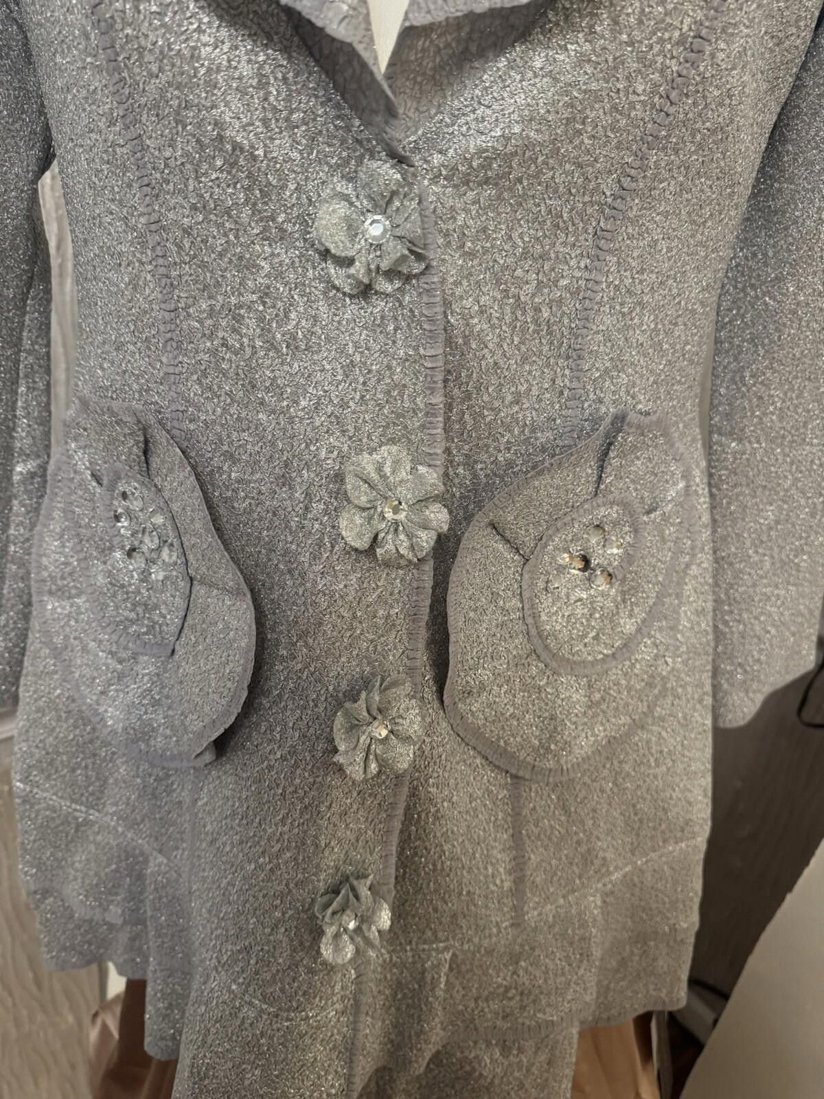 Other NWT Noko Ohno Japan Silver Stretch Floral Dress Coat Sz42/M Size M / US 6-8 / IT 42-44 - 4 Thumbnail