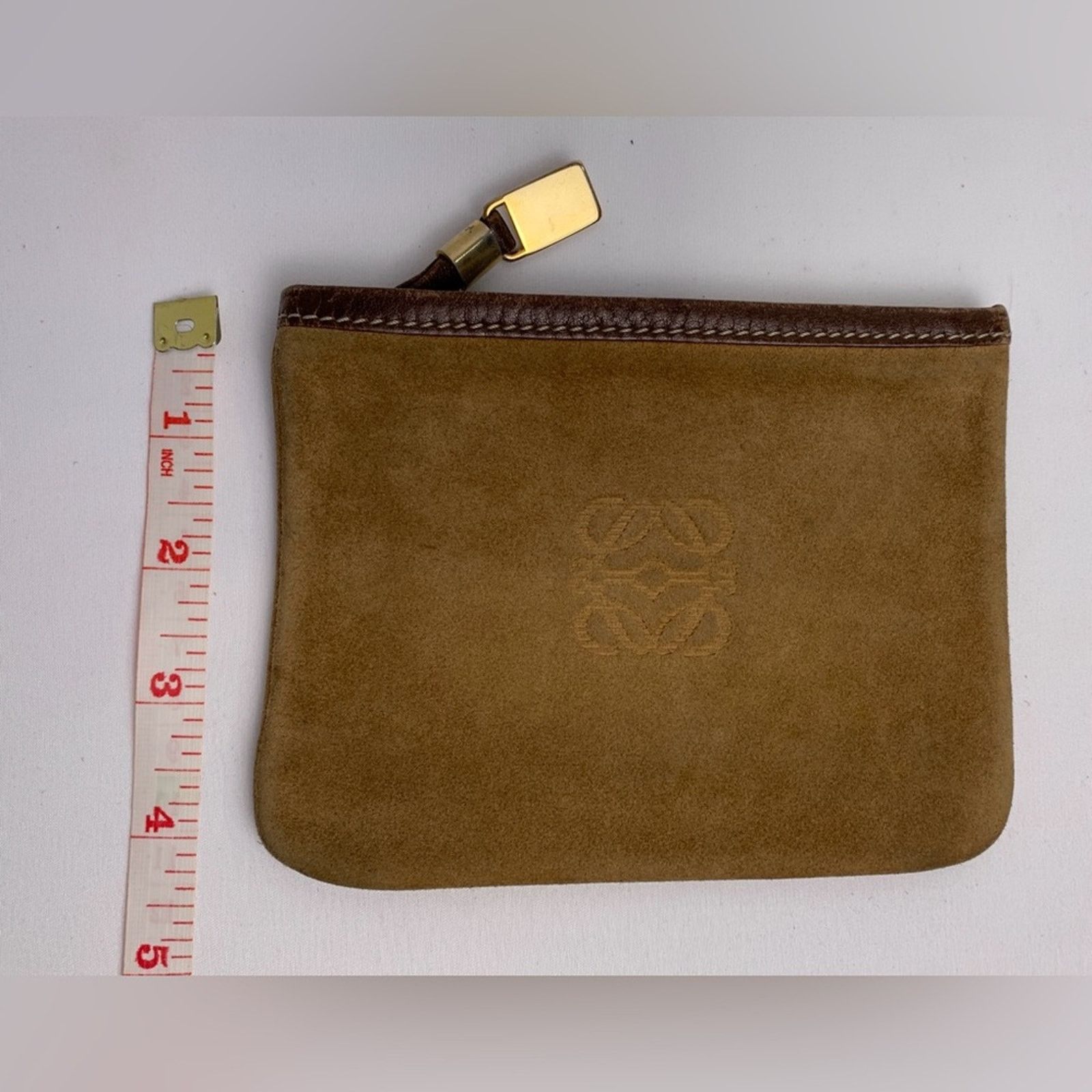 Loewe Loewe Tan Camel Suede Zip Pouch Size ONE SIZE - 12 Thumbnail