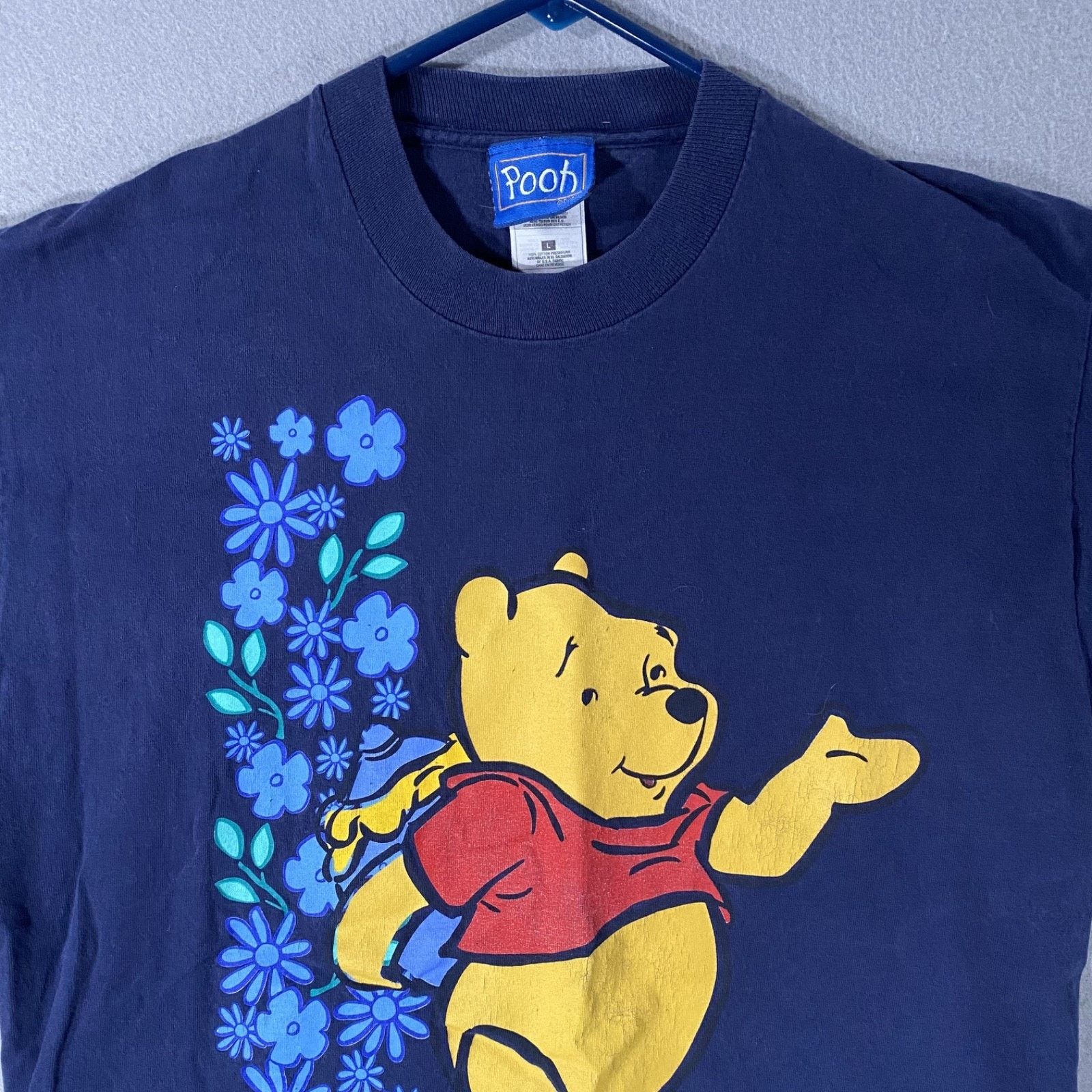 Disney Vtg Disney Winnie the Pooh Blue Floral Flower Shirt Large Size US L / EU 52-54 / 3 - 2 Thumbnail