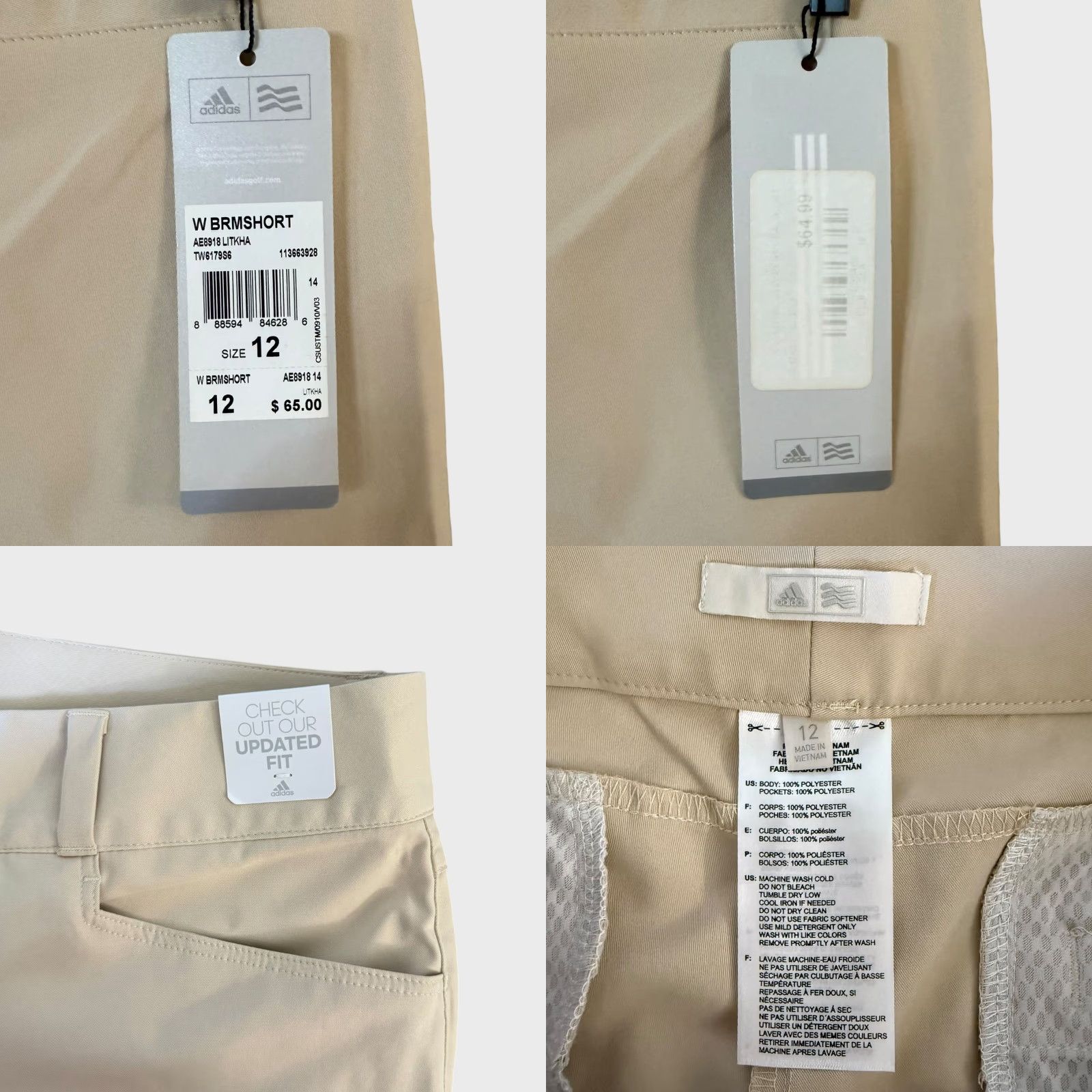 Adidas Adidas Bermuda Shorts Women 12 Tan Athletic Golf Casual Active NEW Performance Pockets Size 34" / US 12 / IT 48 - 8 Thumbnail