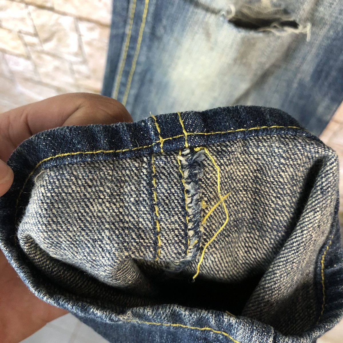 Japanese Brand Candy Robot Blue Distressed Denim Pants #A1125 Size 32" / US 10 / IT 46 - 12 Thumbnail