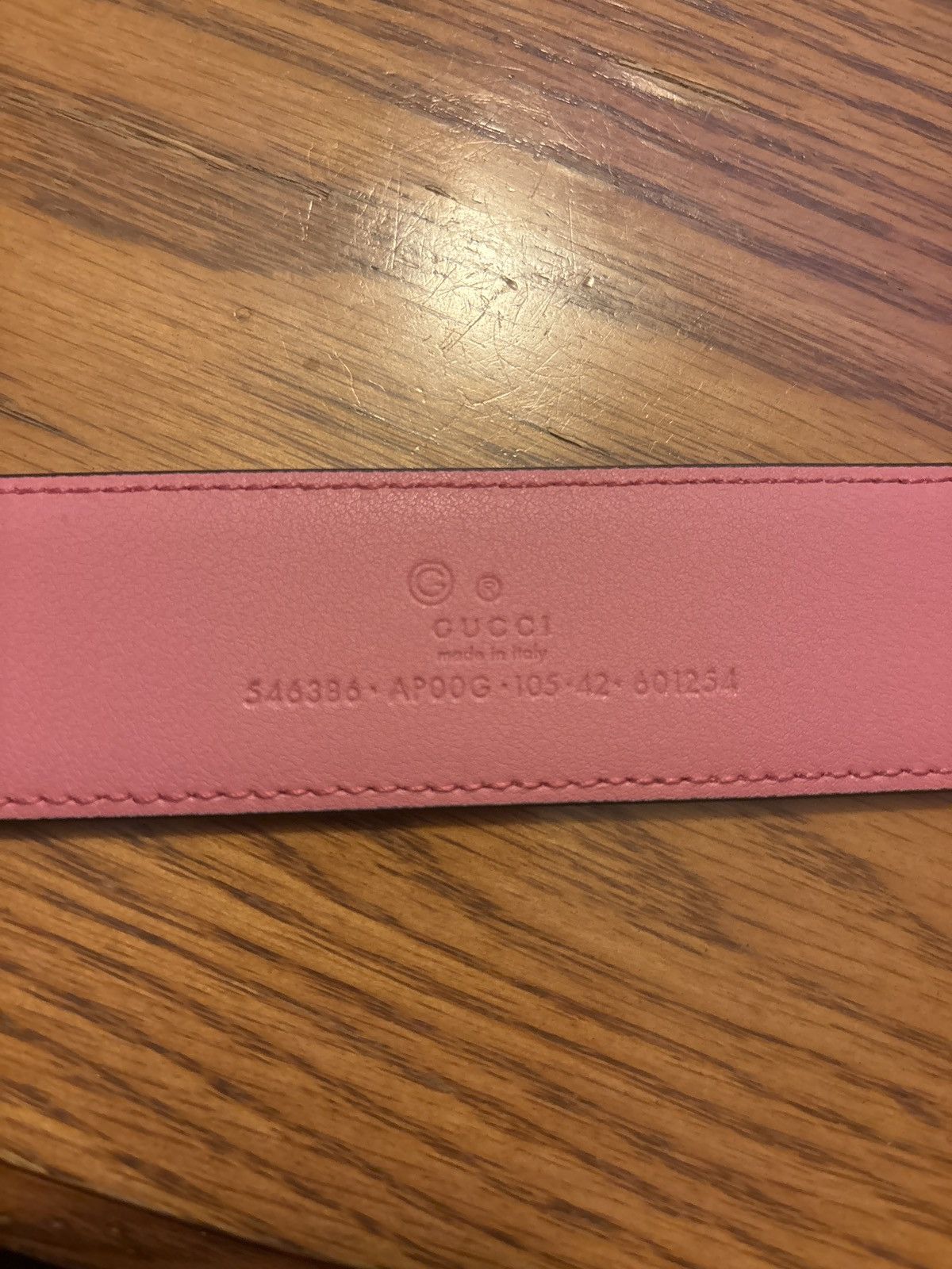 Gucci Gucci Pink / Silver Leather GG Belt Size 42 - 3 Thumbnail