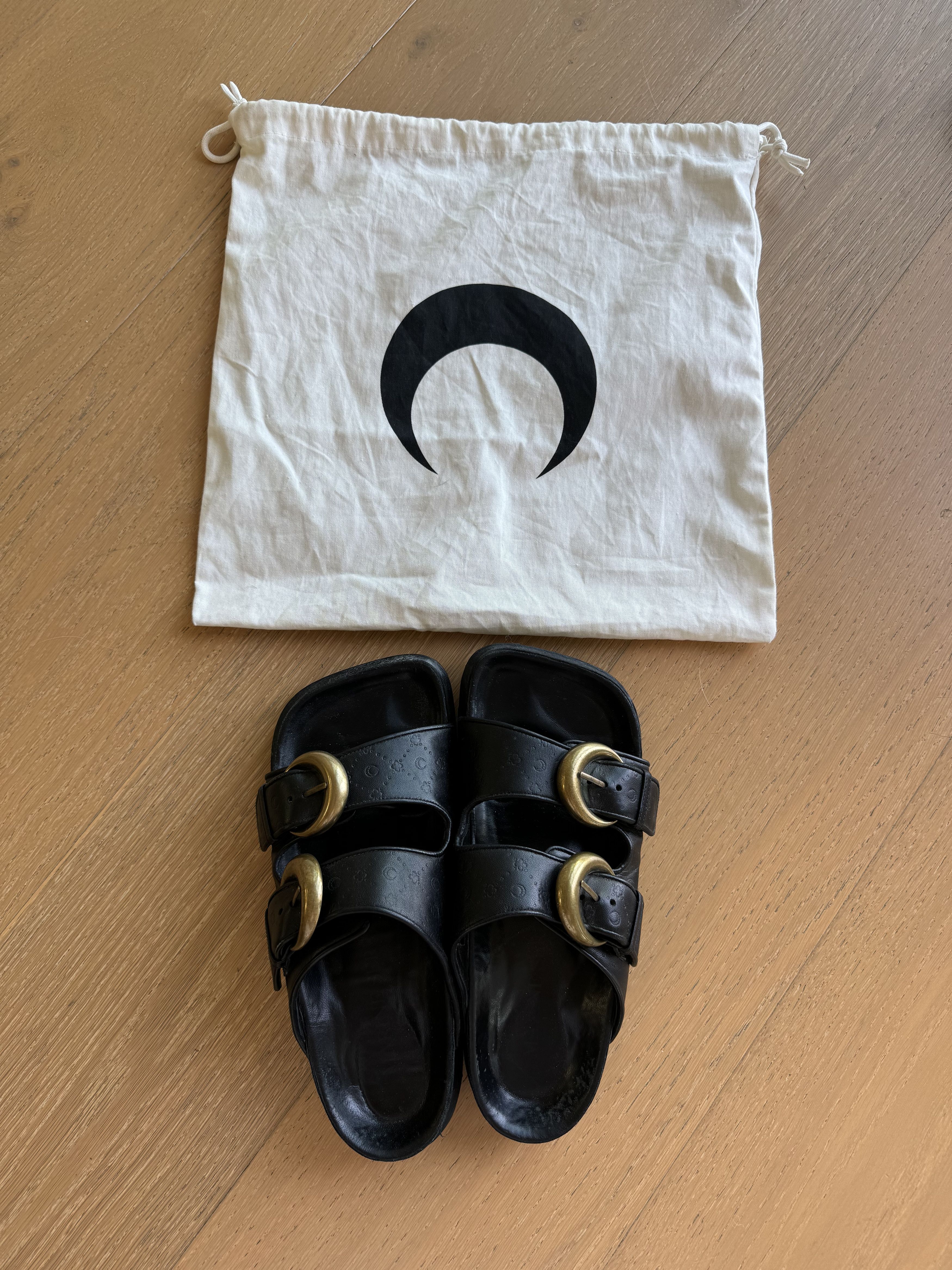 Marine Serre MARINE SERRE logo-debossed leather sandals Size US 9 / IT 39 - 4 Thumbnail
