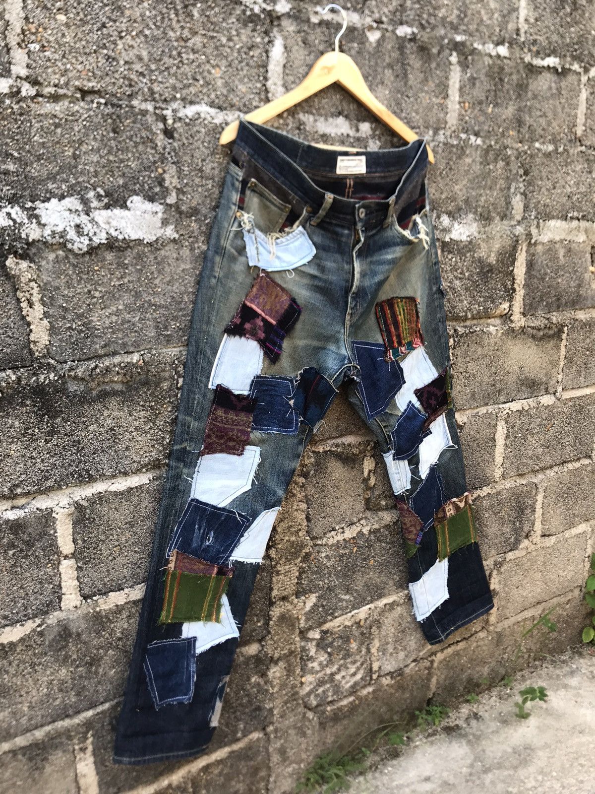 FDMTL ⚡️Japanese Brand Scanner Fundamental Crazy Patchwork Denim Size US 35 - 2 Thumbnail