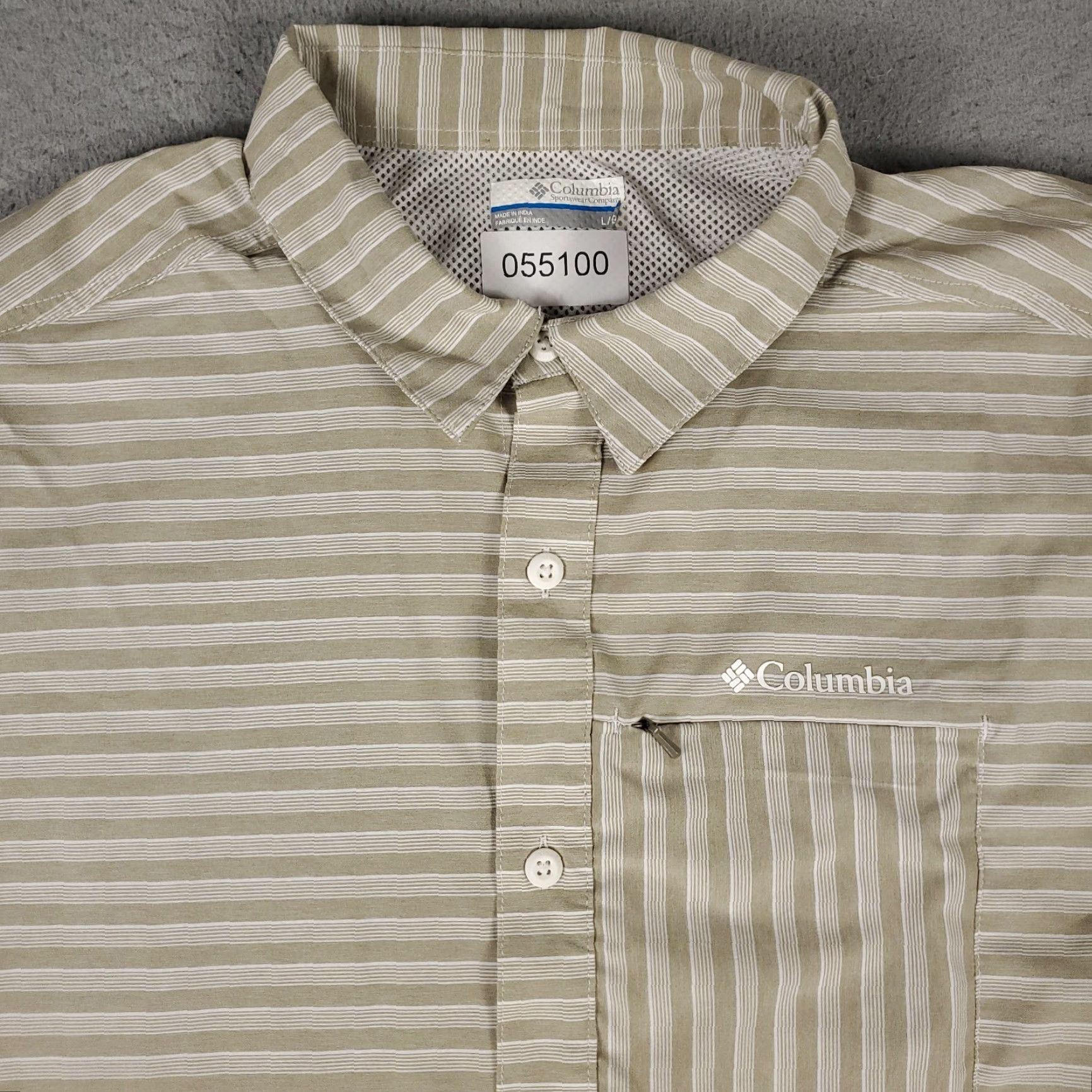 Vintage Columbia Shirt Large Beige Striped Vented Fishing Button Up Short Sleeve Mens Size US L / EU 52-54 / 3 - 2 Thumbnail