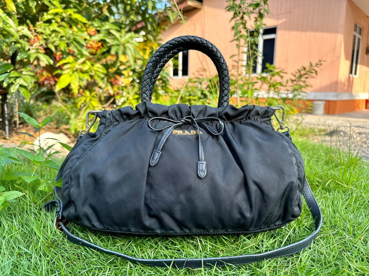 Prada Authentic Prada Tessuto Nyalon Bow Satchel Bag Grailed