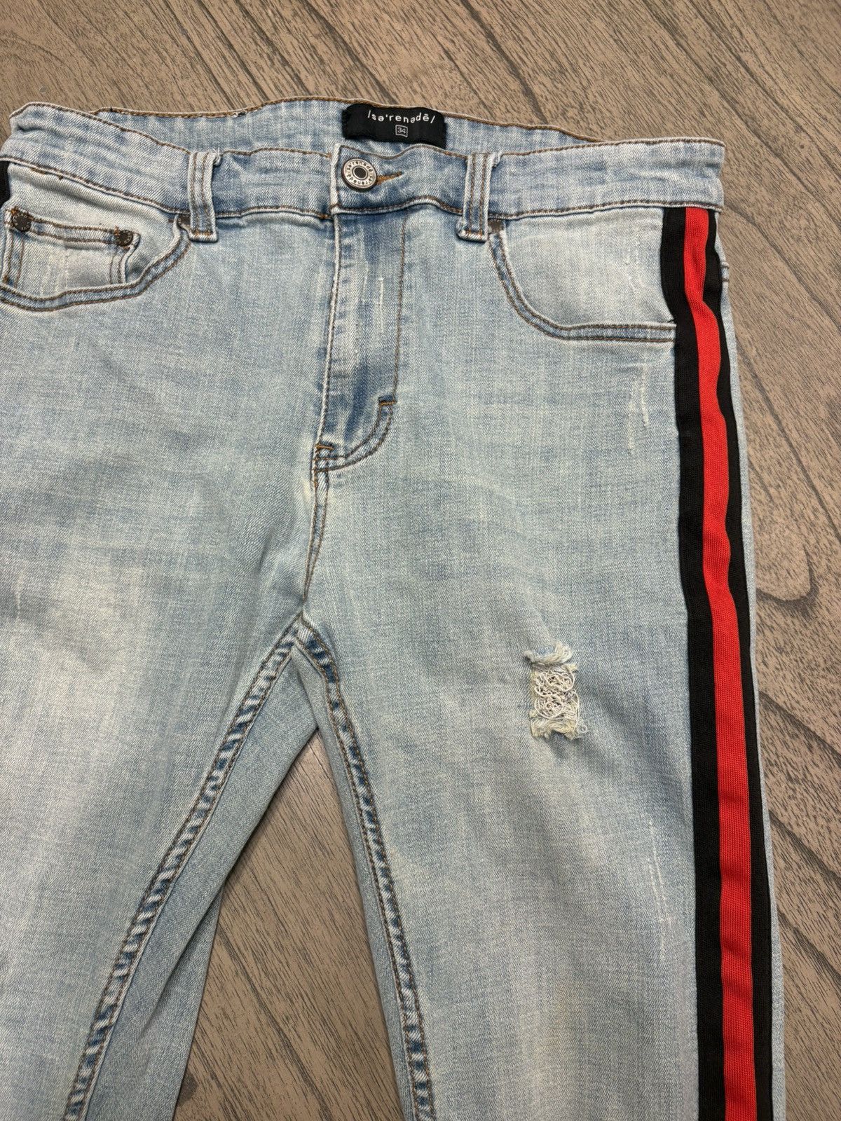 SERENEDE Blue Serenede Jeans with Red Stripes Size US 34 / EU 50 - 1 Thumbnail