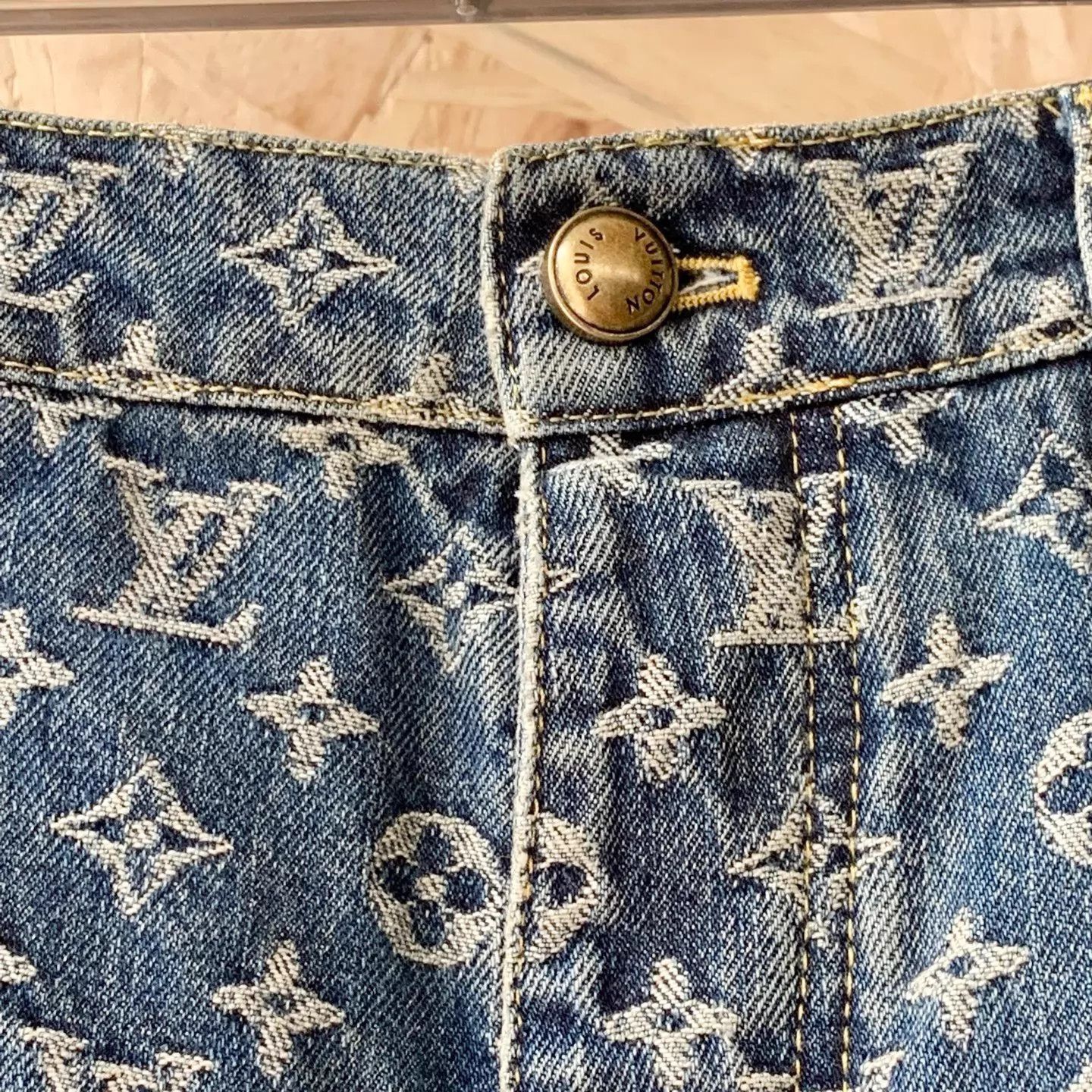 Louis Vuitton LV Monogram Full Print Leather Trim Jeans 28 Size 28" / US 6 / IT 42 - 5 Thumbnail
