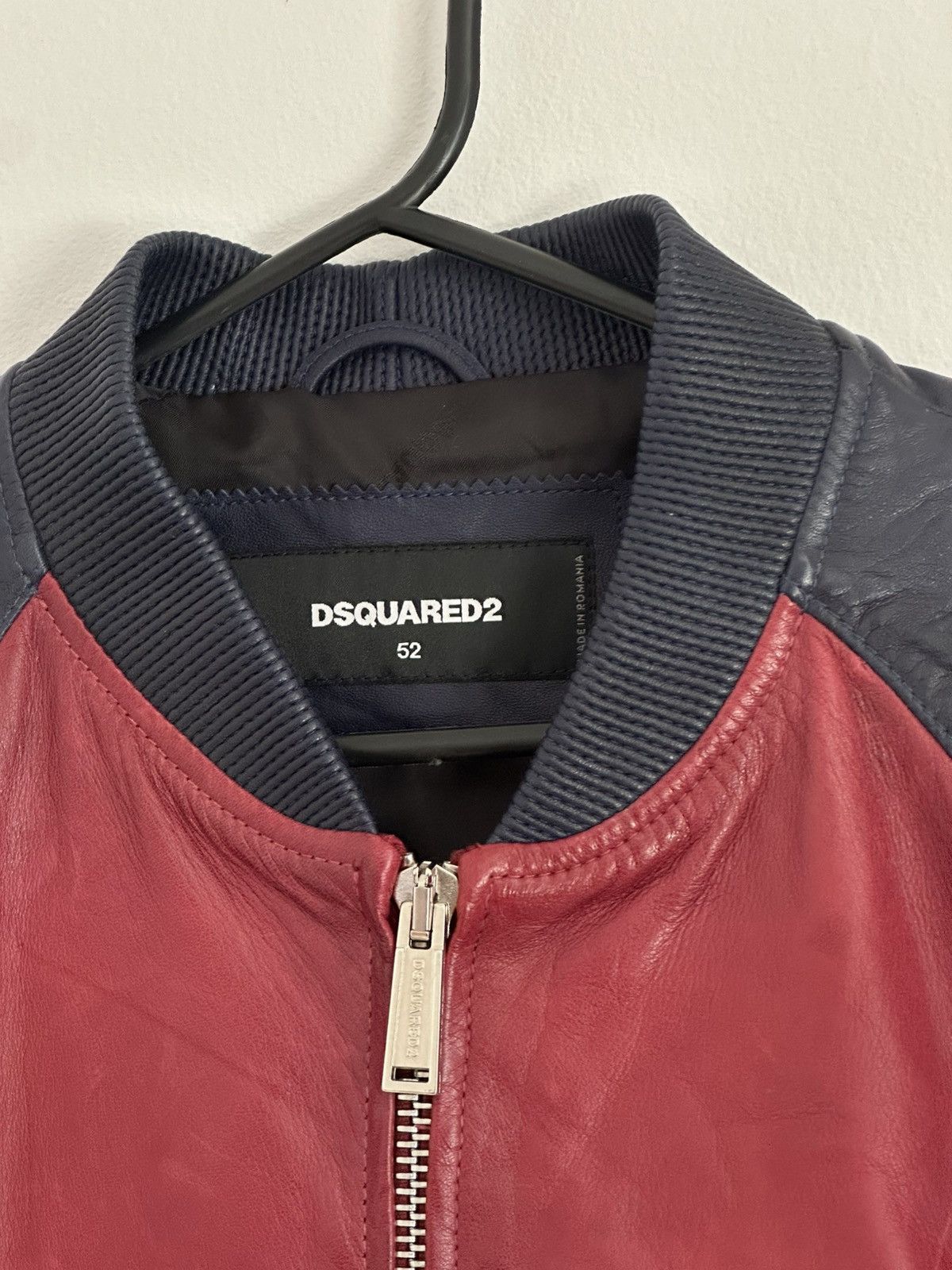 Dsquared2 Dsquared2 Ovine Leather Boomber Jacket Racing Moto Red/Blue Size US L / EU 52-54 / 3 - 5 Thumbnail