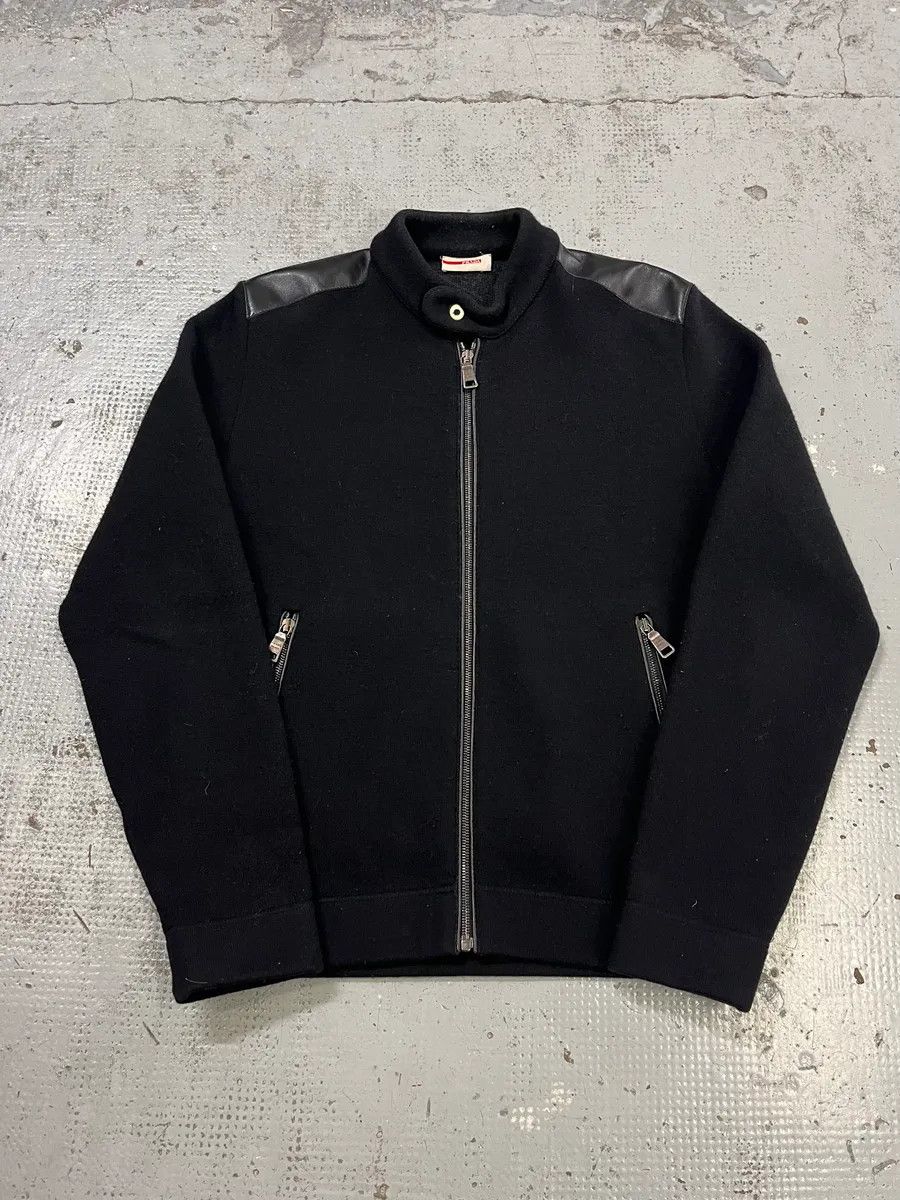 Prada 2000s Prada Wool & Leather Shoulder Black Zip-Up Sweater Size US M / EU 48-50 / 2 - 4 Thumbnail