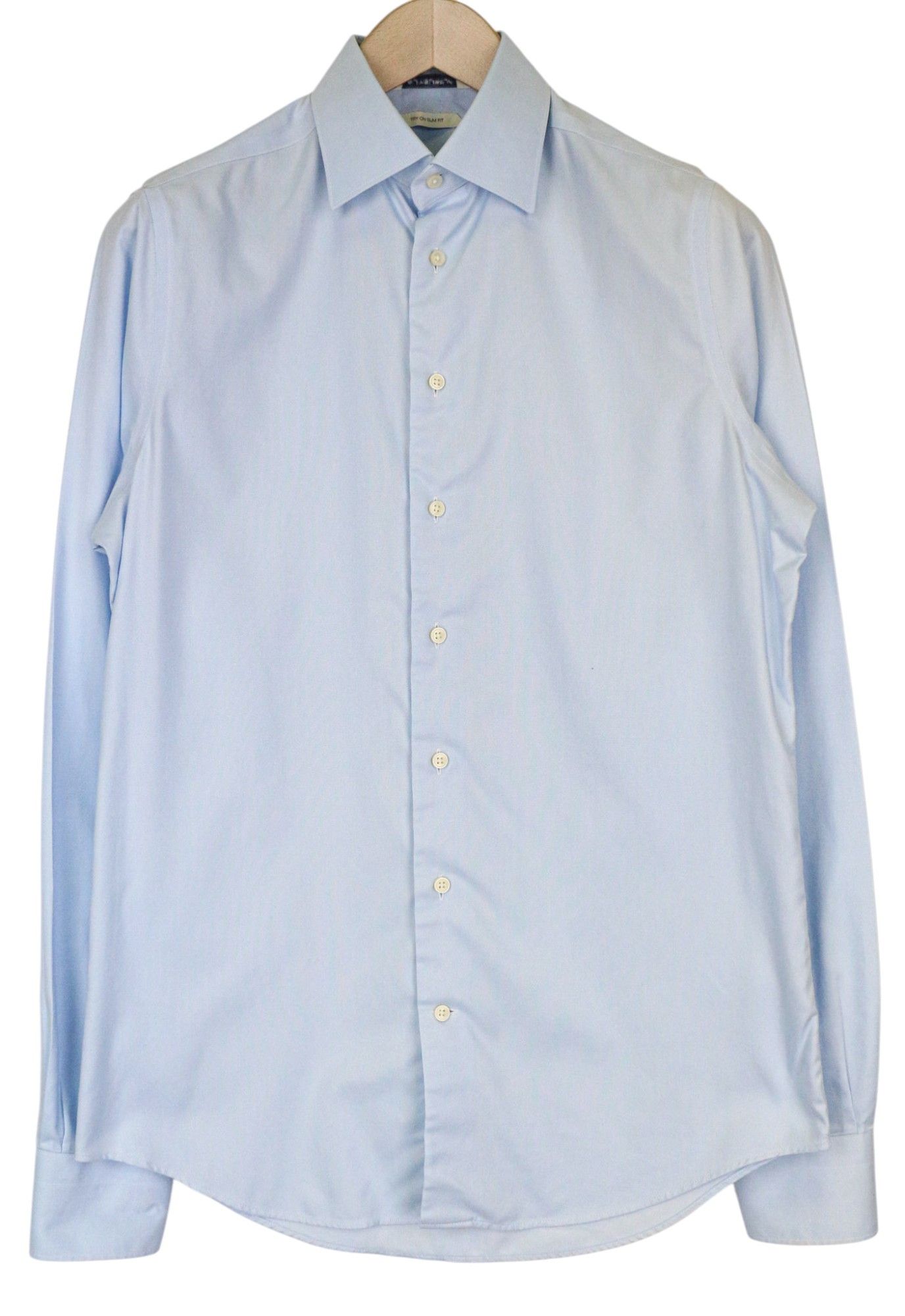Suitsupply 38L/15L Slim Blue Cotton Long Sleeve Shirt 78907 Size 38L - 1 Thumbnail