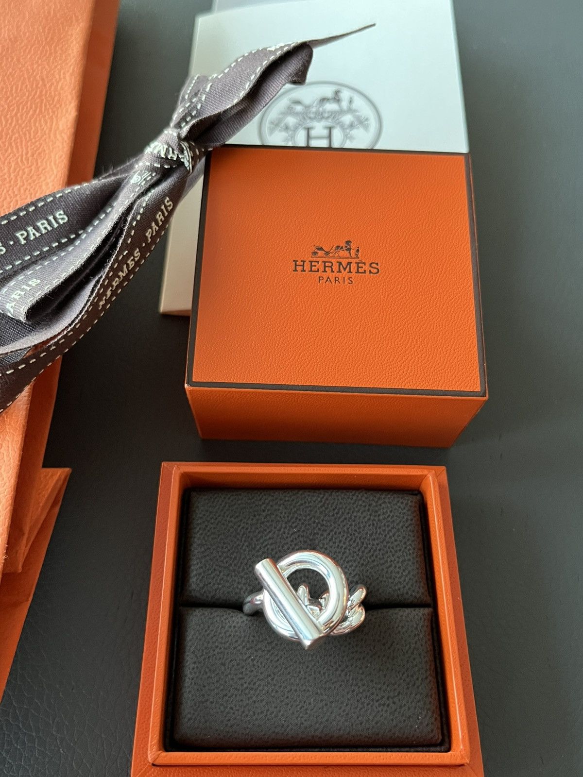Hermes Rare Brand New Hermes Iconic Croisette Logo Ring 59 Size ONE SIZE - 9 Thumbnail