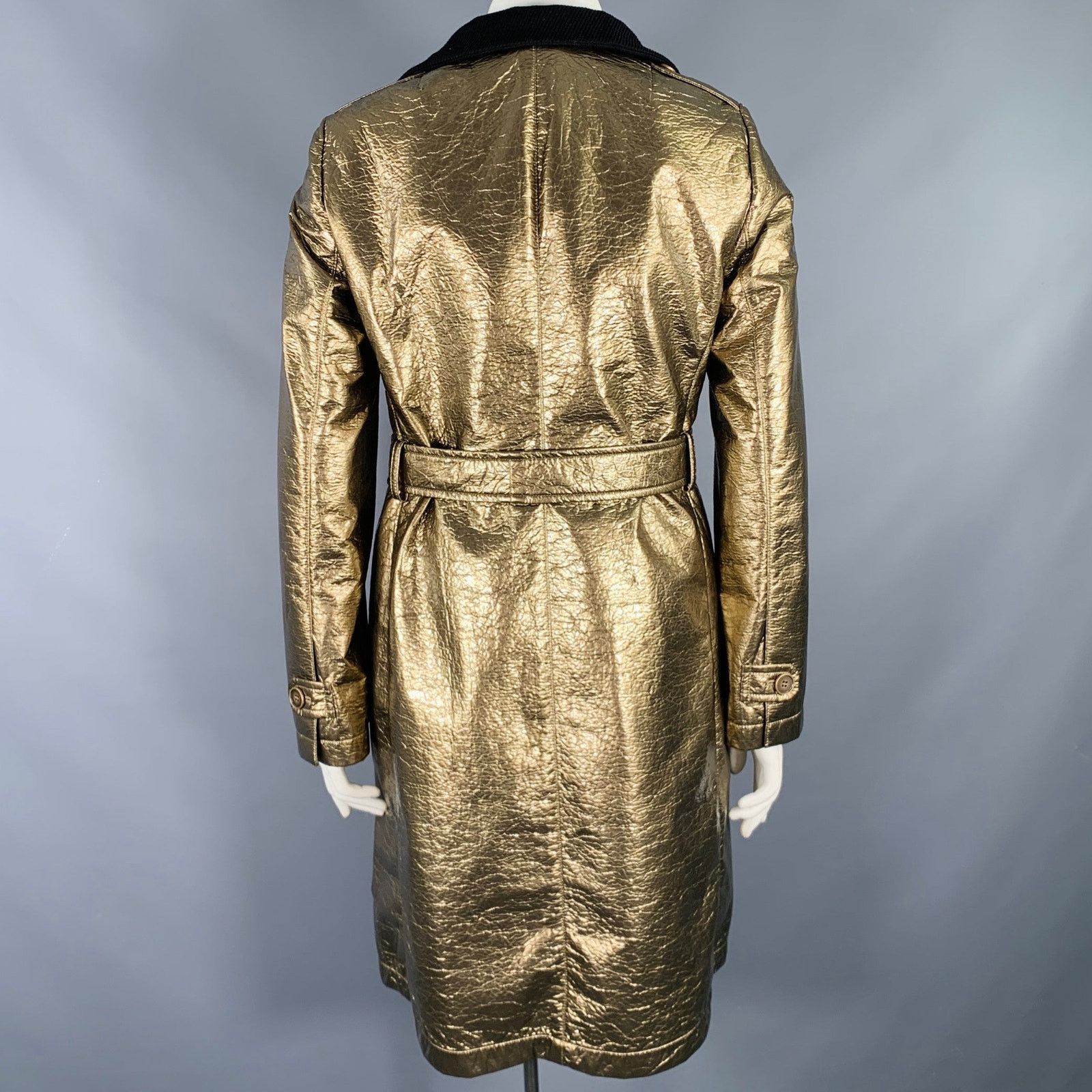 Akris AKRIS Size 12 Gold Polyester Blend Metallic Trench Coat Size XL / US 12-14 / IT 48-50 - 5 Thumbnail