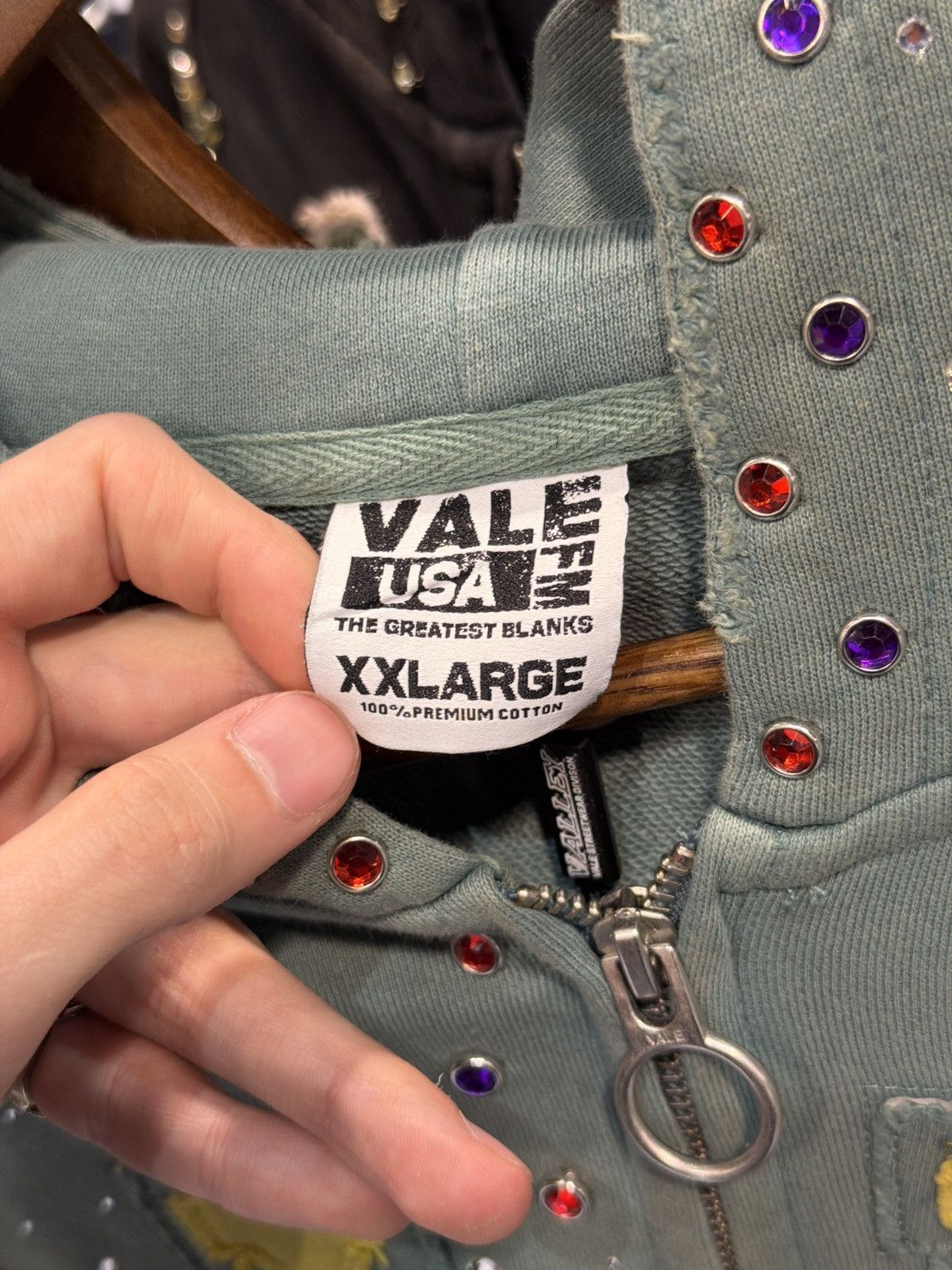 Vale XXL Vale Zip Up Green Stone Studded Hoodie Authentic Valley Size US XXL / EU 58 / 5 - 9 Thumbnail